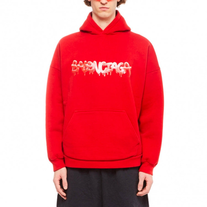 BALENCIAGA Balenciaga SS22 Logo Hoodie 'Red' 674986TLVF26407 outlook