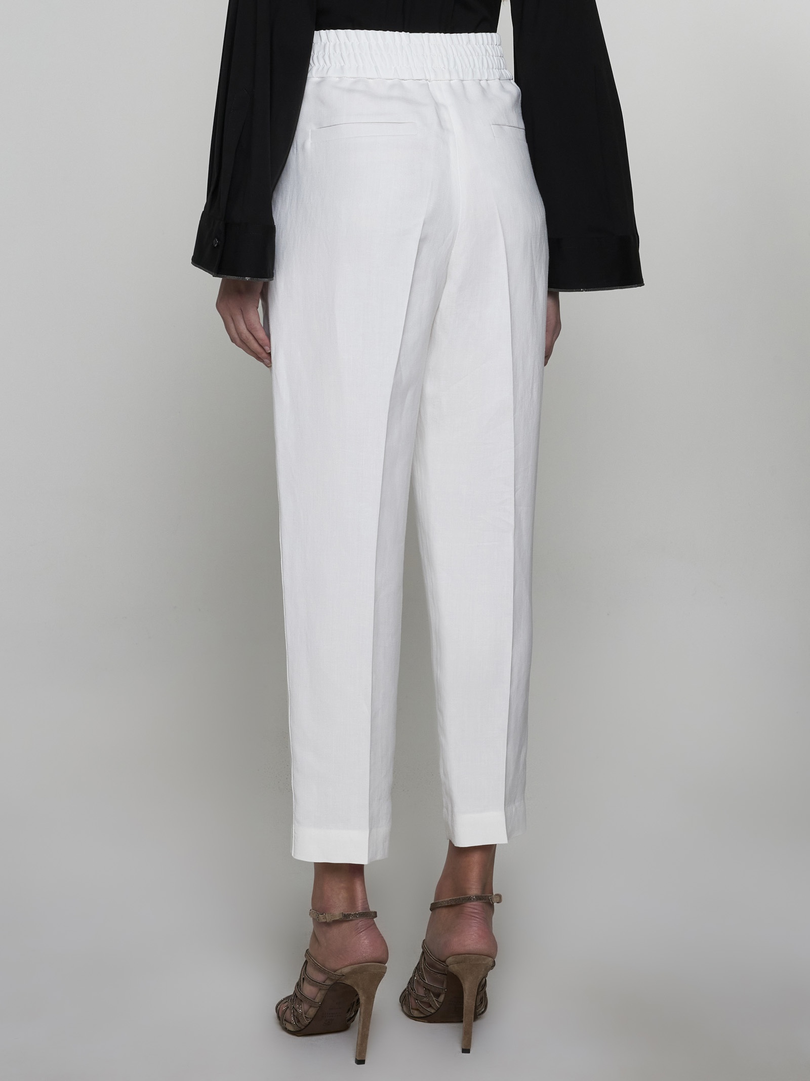 Viscose and linen trousers - 4