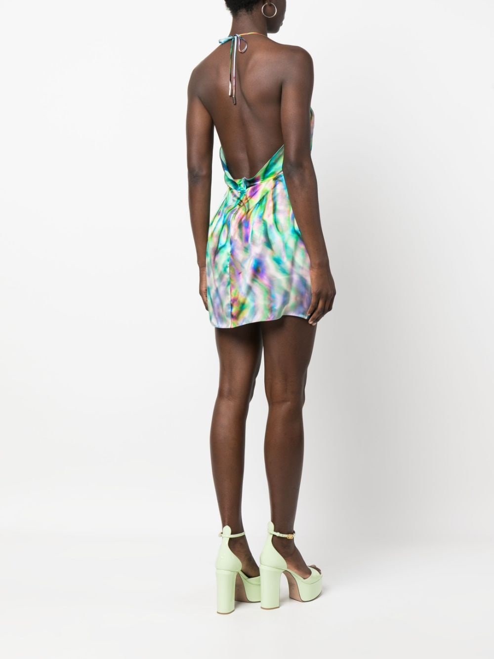 abstract-print halterneck silk minidress - 4