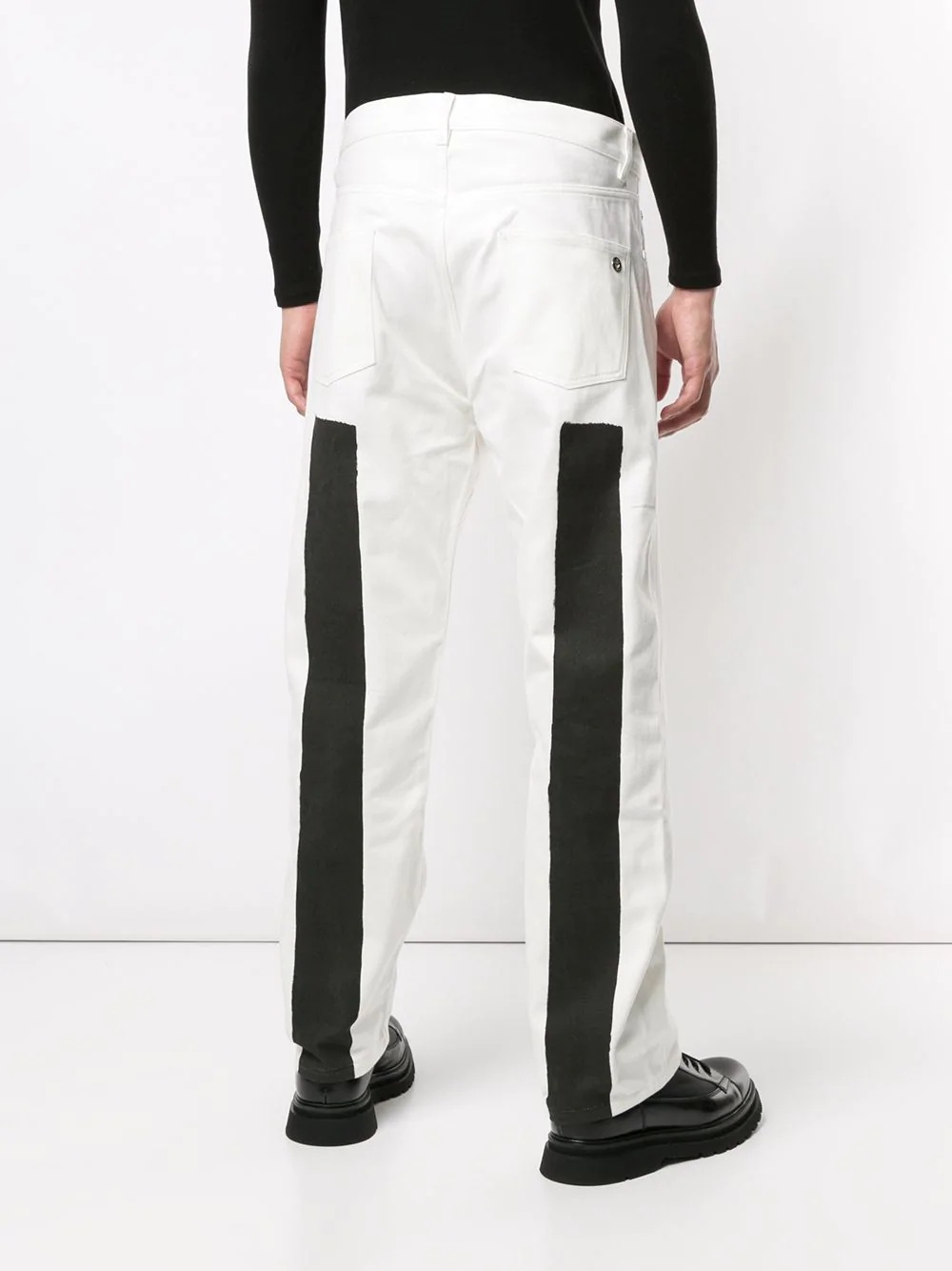 contrast panel straight-leg trousers - 4