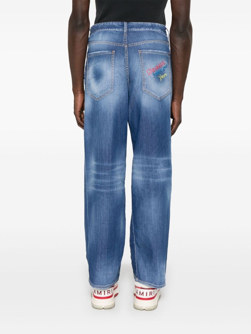 logo-embroidered jeans - 4