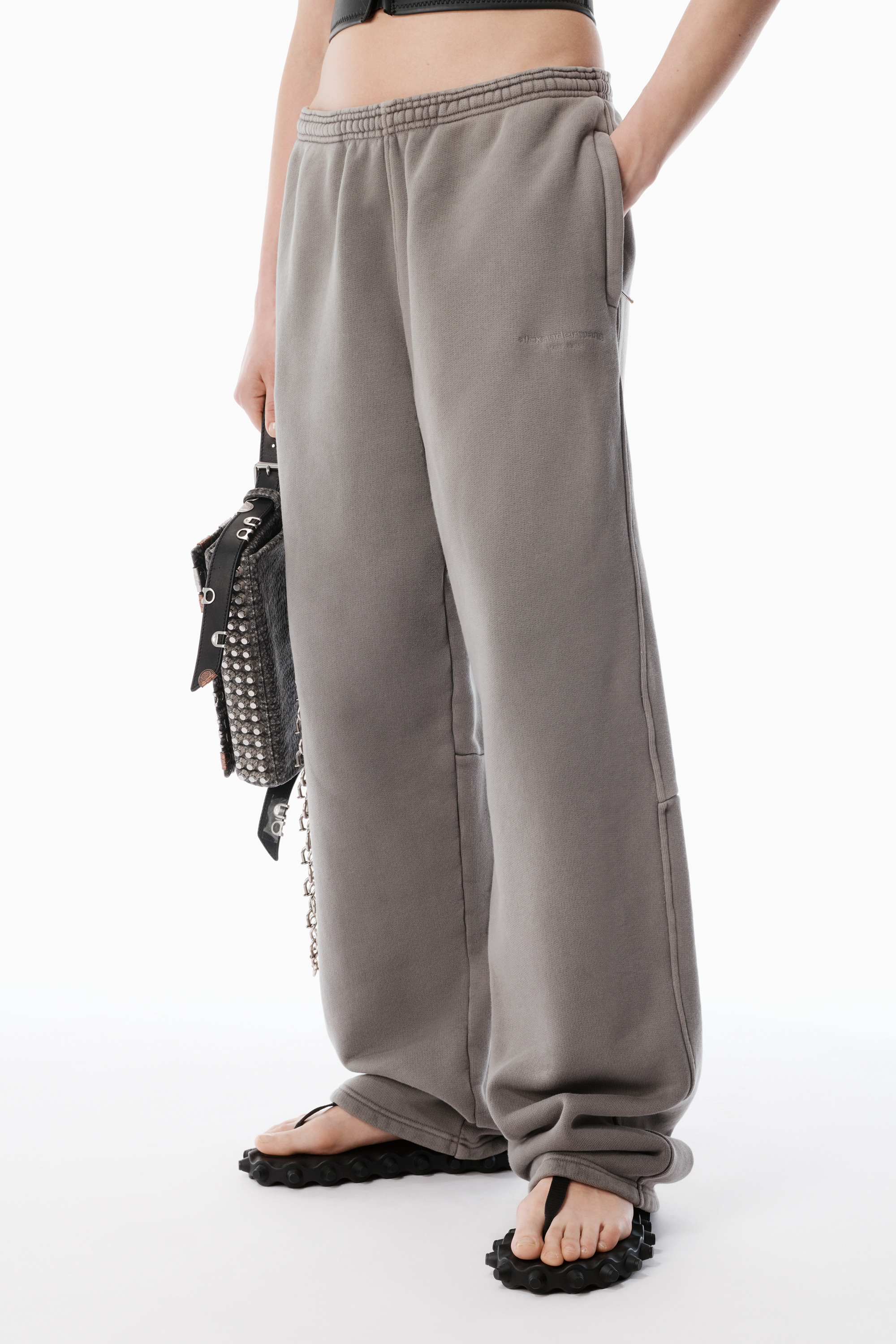 Grey Wide-Leg Sweatpants - 3