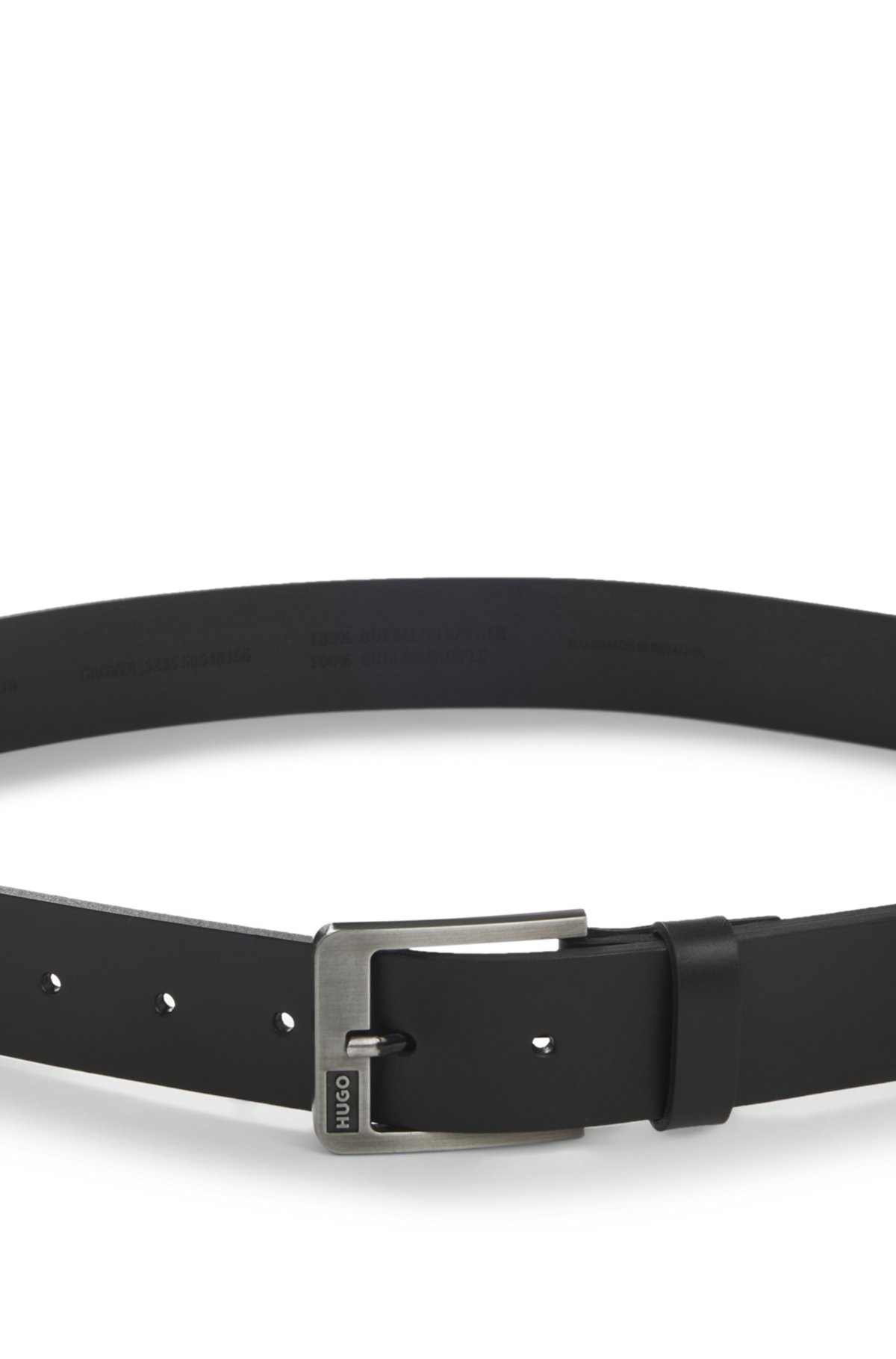 ITALIAN-LEATHER BELT WITH BRUSHED LOGO BUCKLE - 4