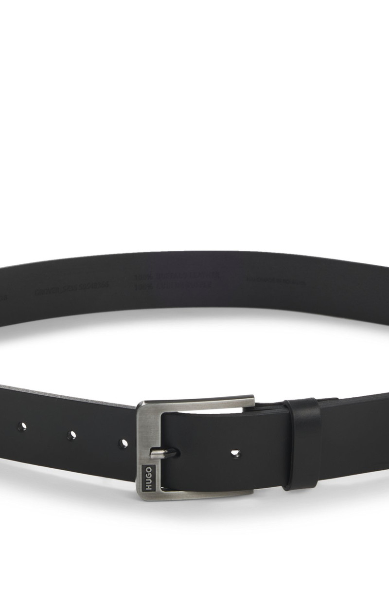 ITALIAN-LEATHER BELT WITH BRUSHED LOGO BUCKLE 4