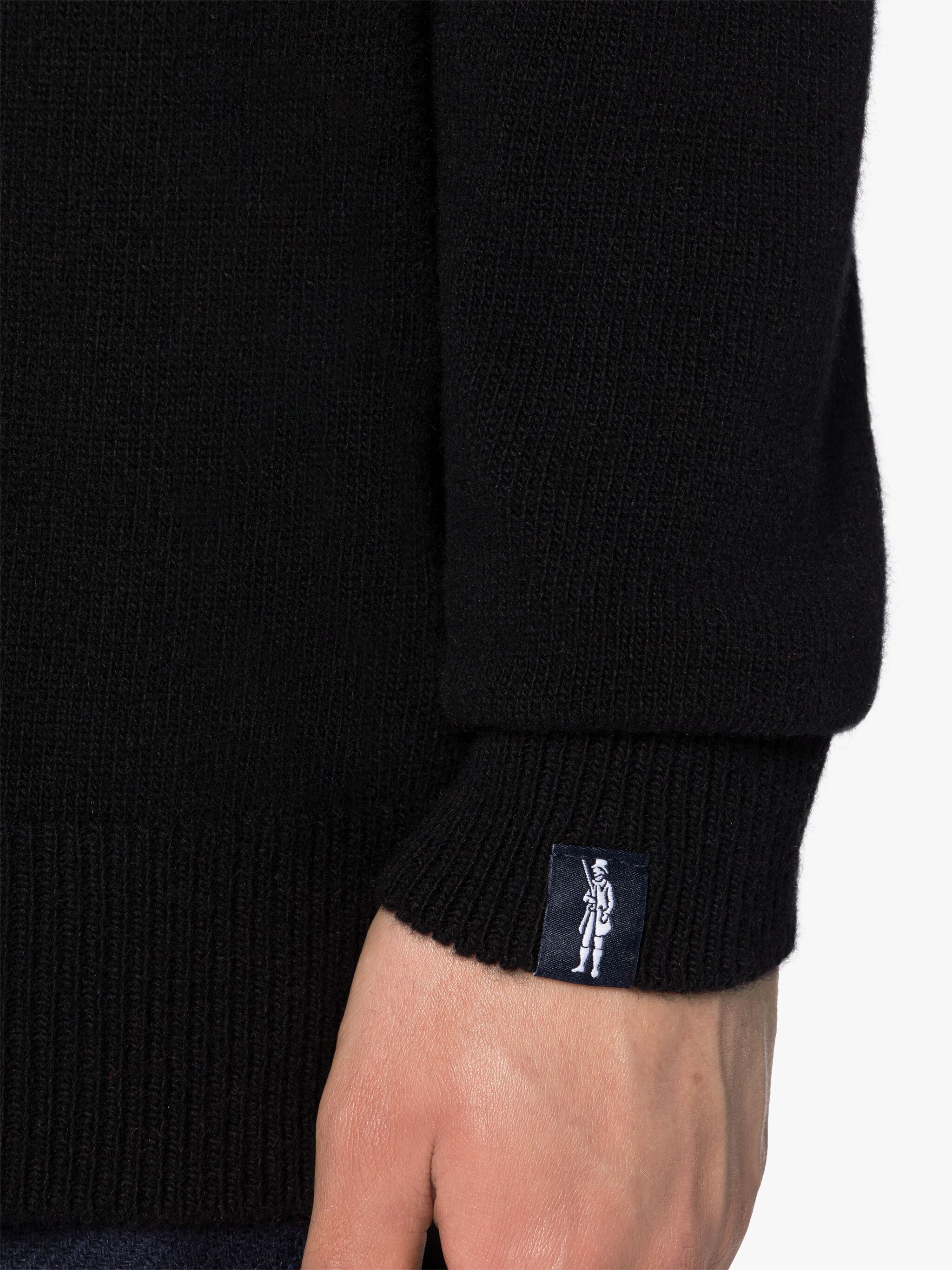 BLACK MERINO WOOL & CASHMERE LOGO CREWNECK SWEATER - 6