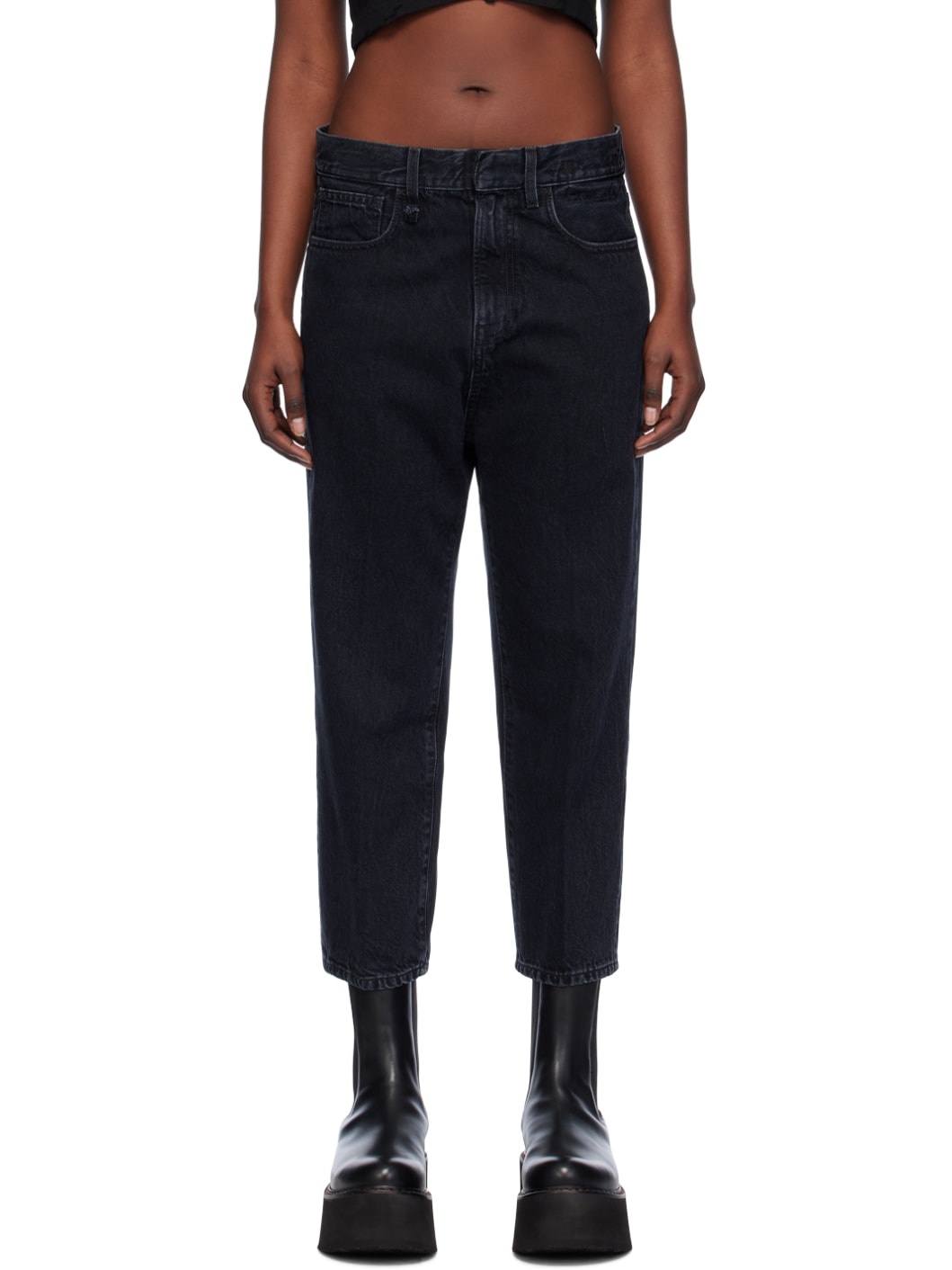 Black Tailored Drop Jeans - 1