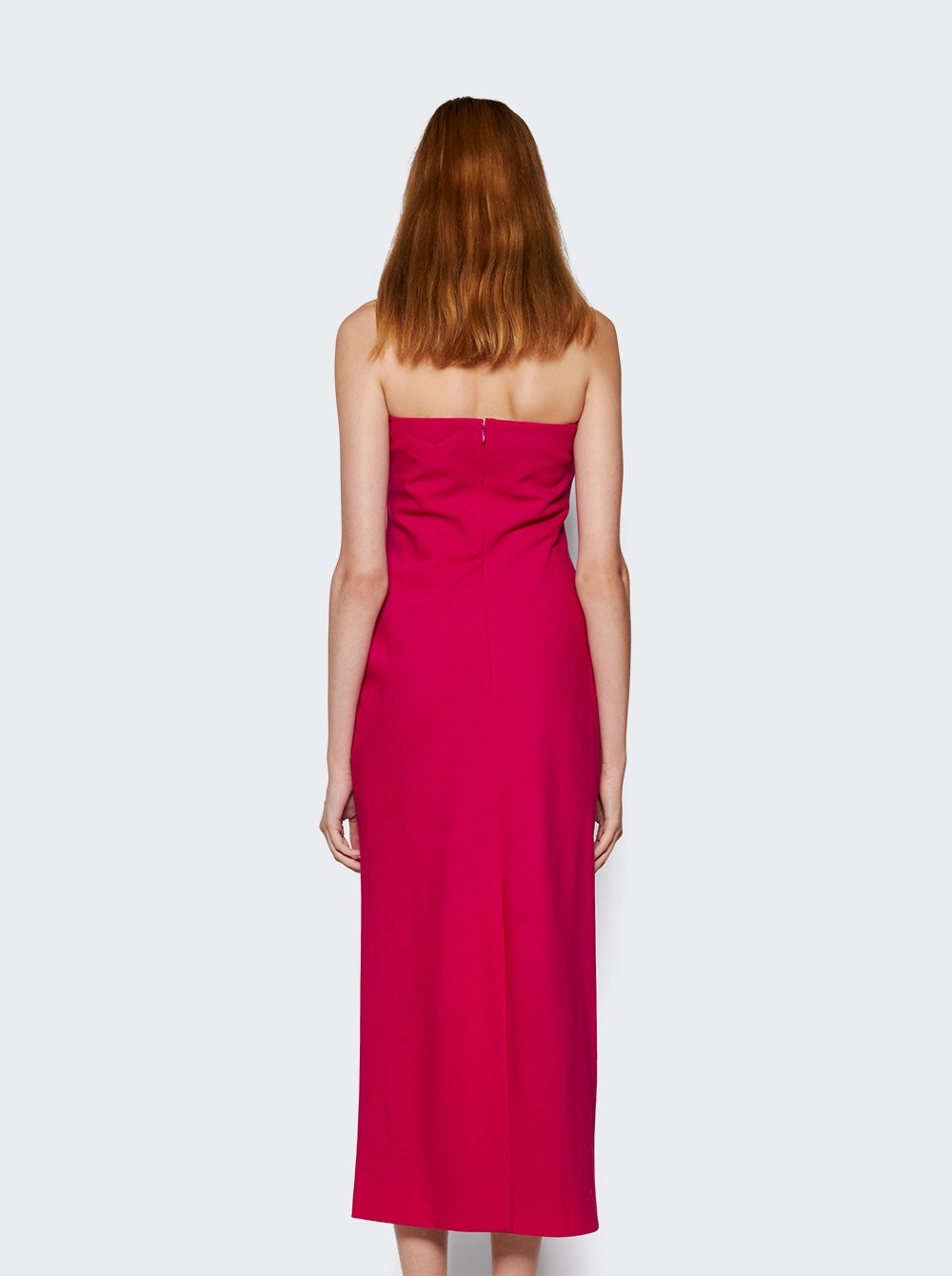 Wool Dress with Plunging Neckline Fuchsia - 5