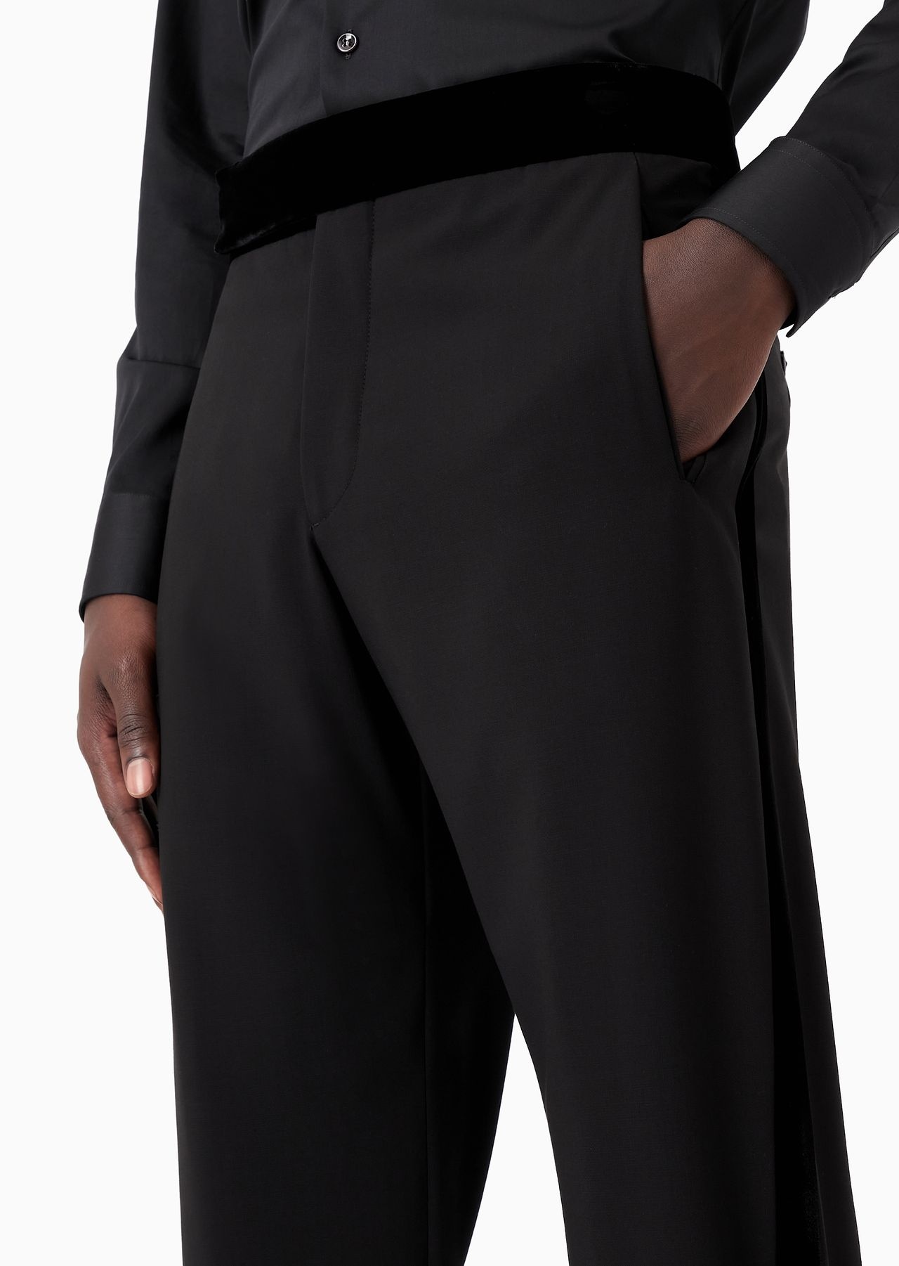 Giorgio’s Capsule Collection wool-crêpe tuxedo trousers - 5