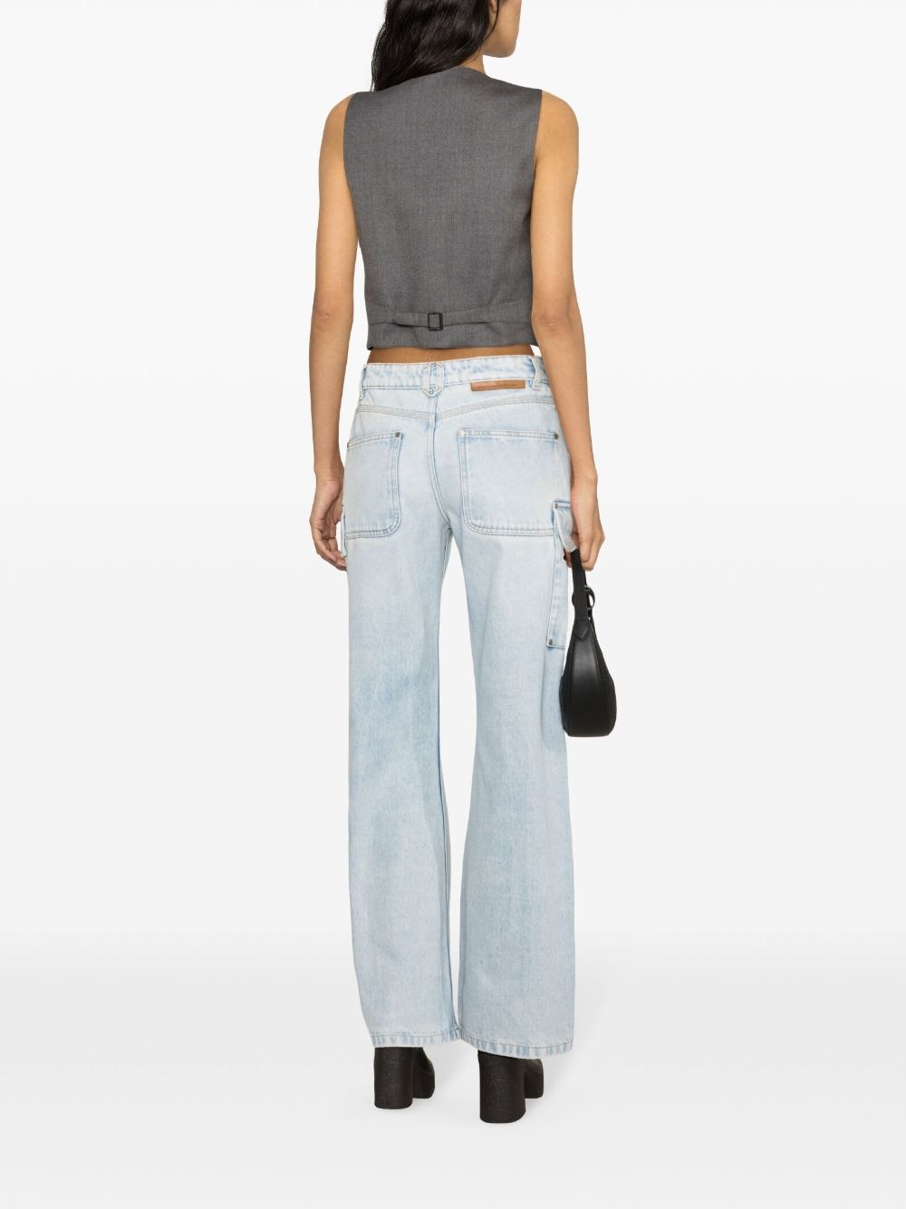 mid-rise wide-leg cargo jeans - 4