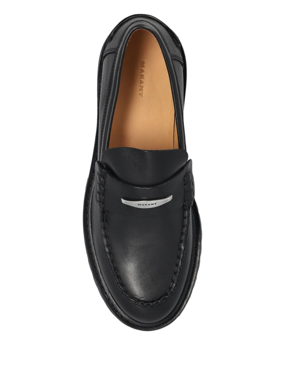 logo-plaque leather loafers - 3