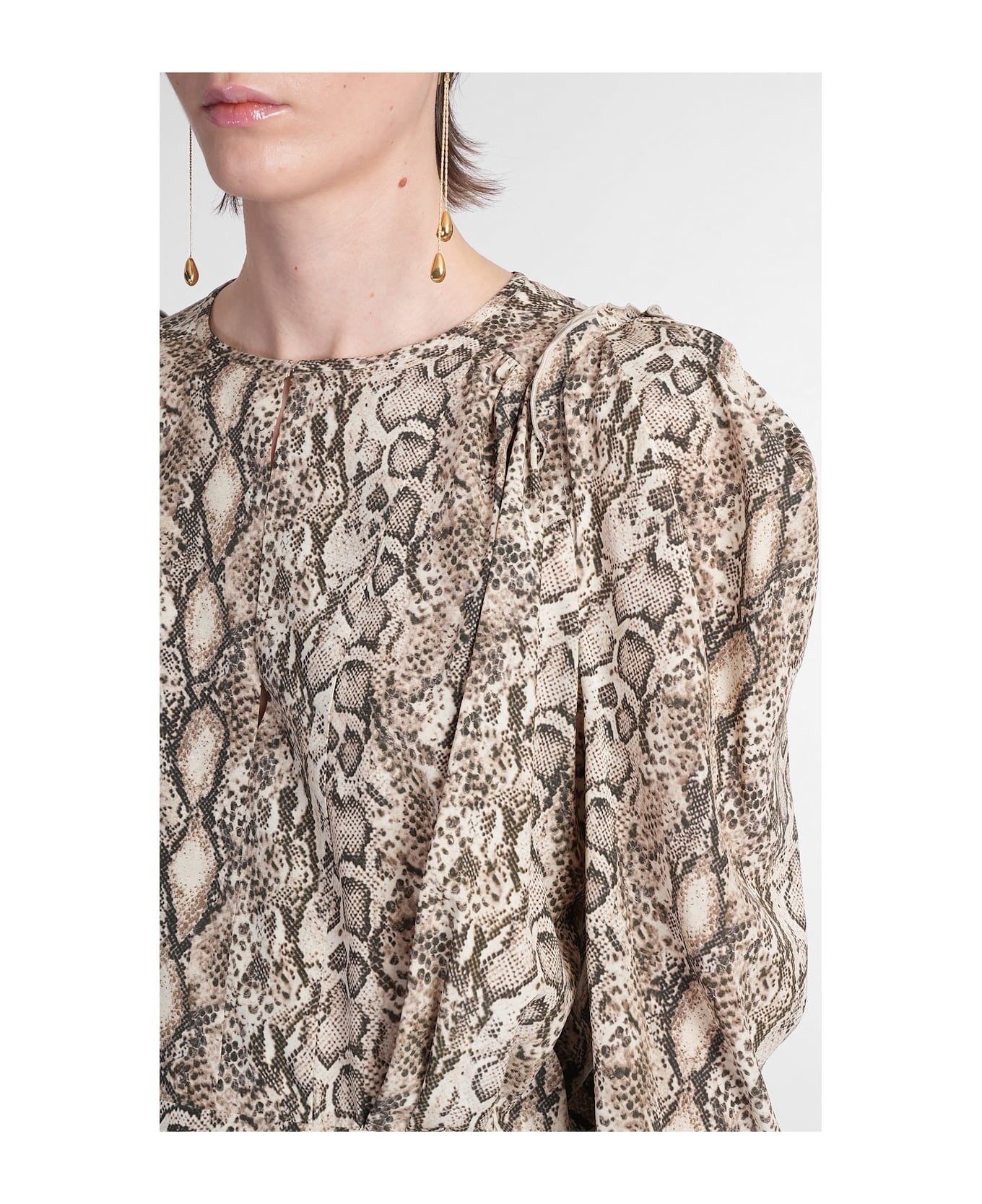 Zarga Blouse In Beige Silk - 5