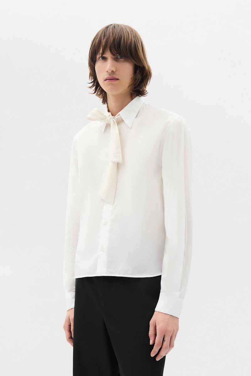 Ann Demeulemeester Stack Comfort Cropped Shirt with Necktie outlook