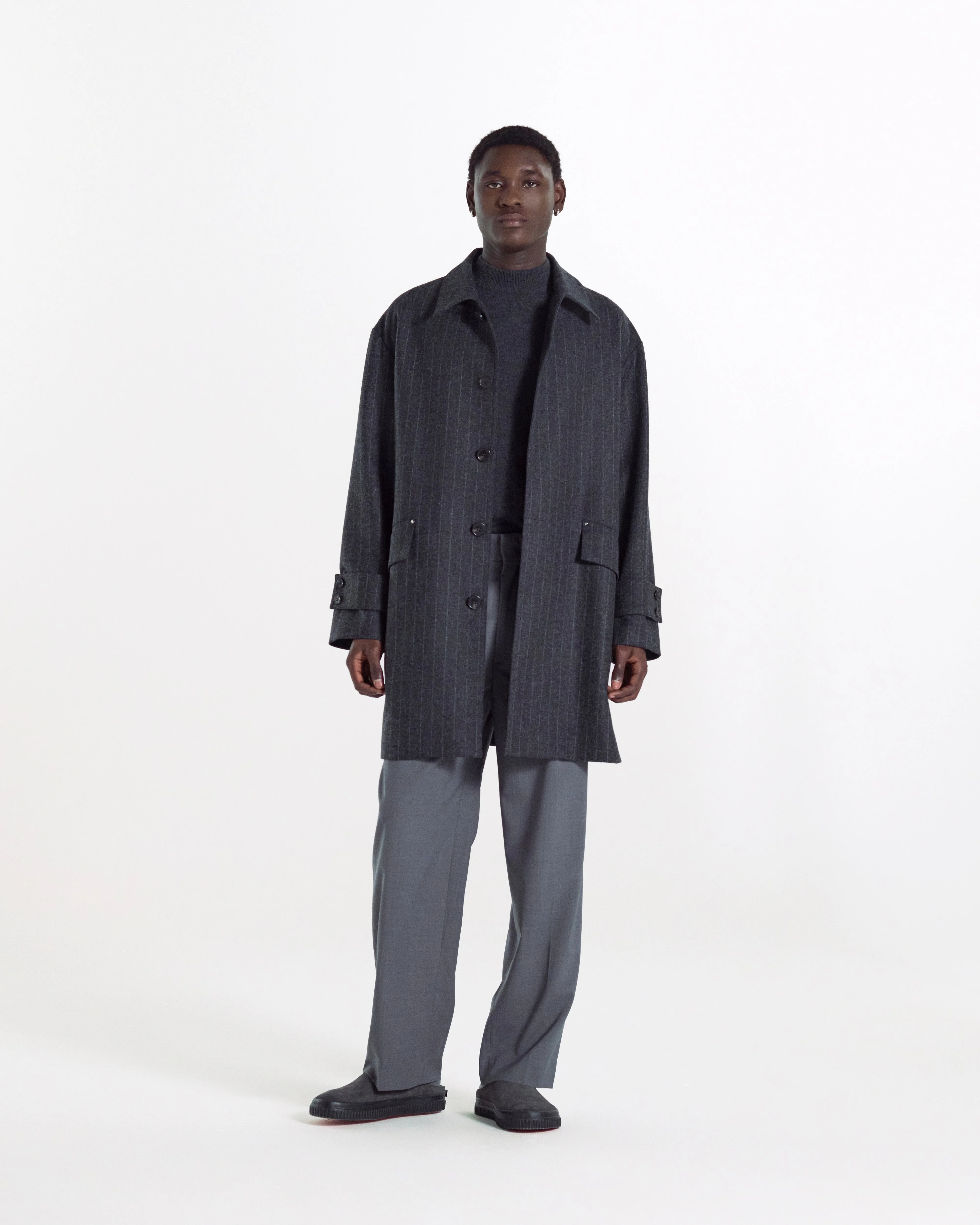 Humbie Chalkstripe Wool Coat - 1