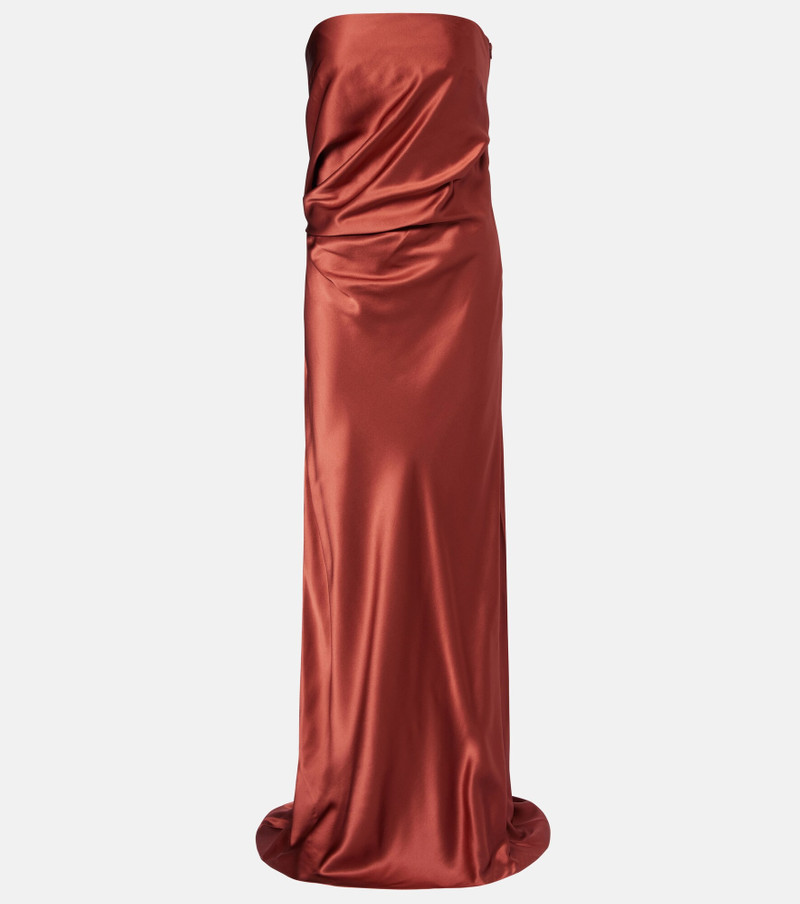 Draped silk charmeuse bustier gown 1
