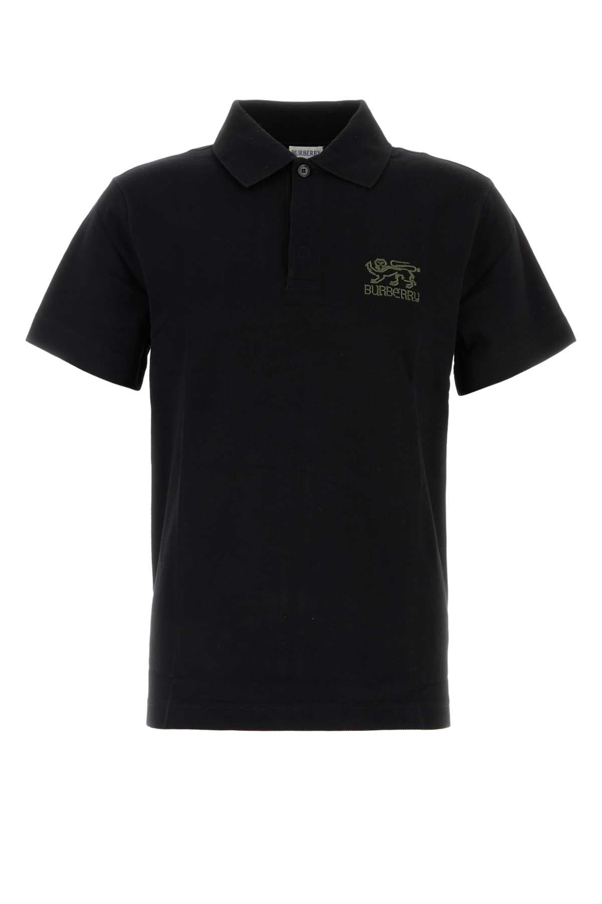 Burberry Men Black Piquet Polo Shirt - 1