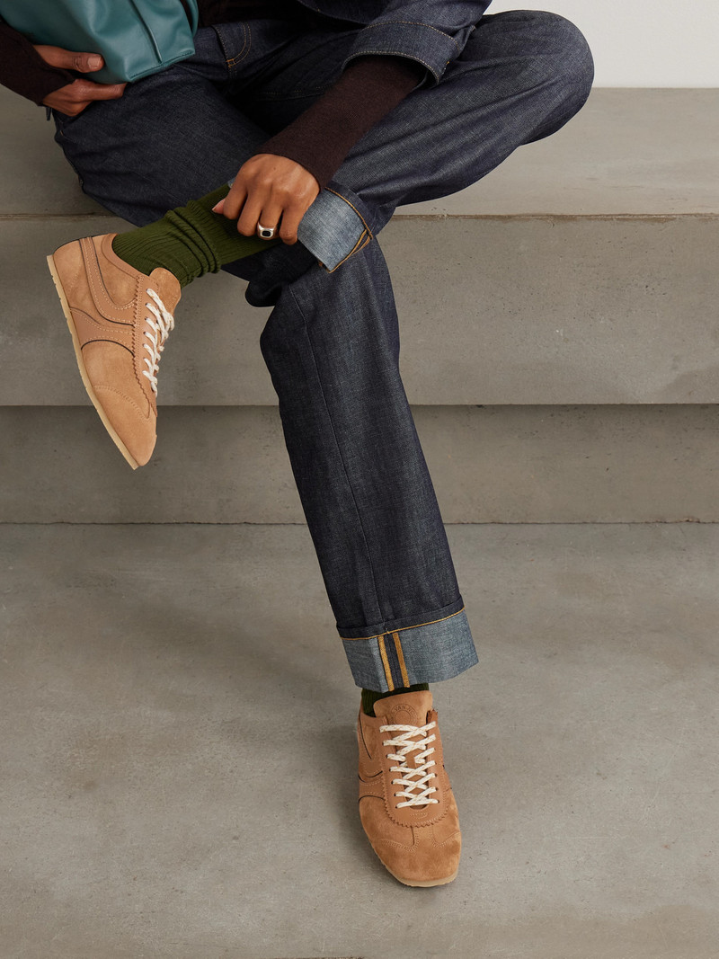 Dries Van Noten Leather-trimmed Suede Sneakers outlook