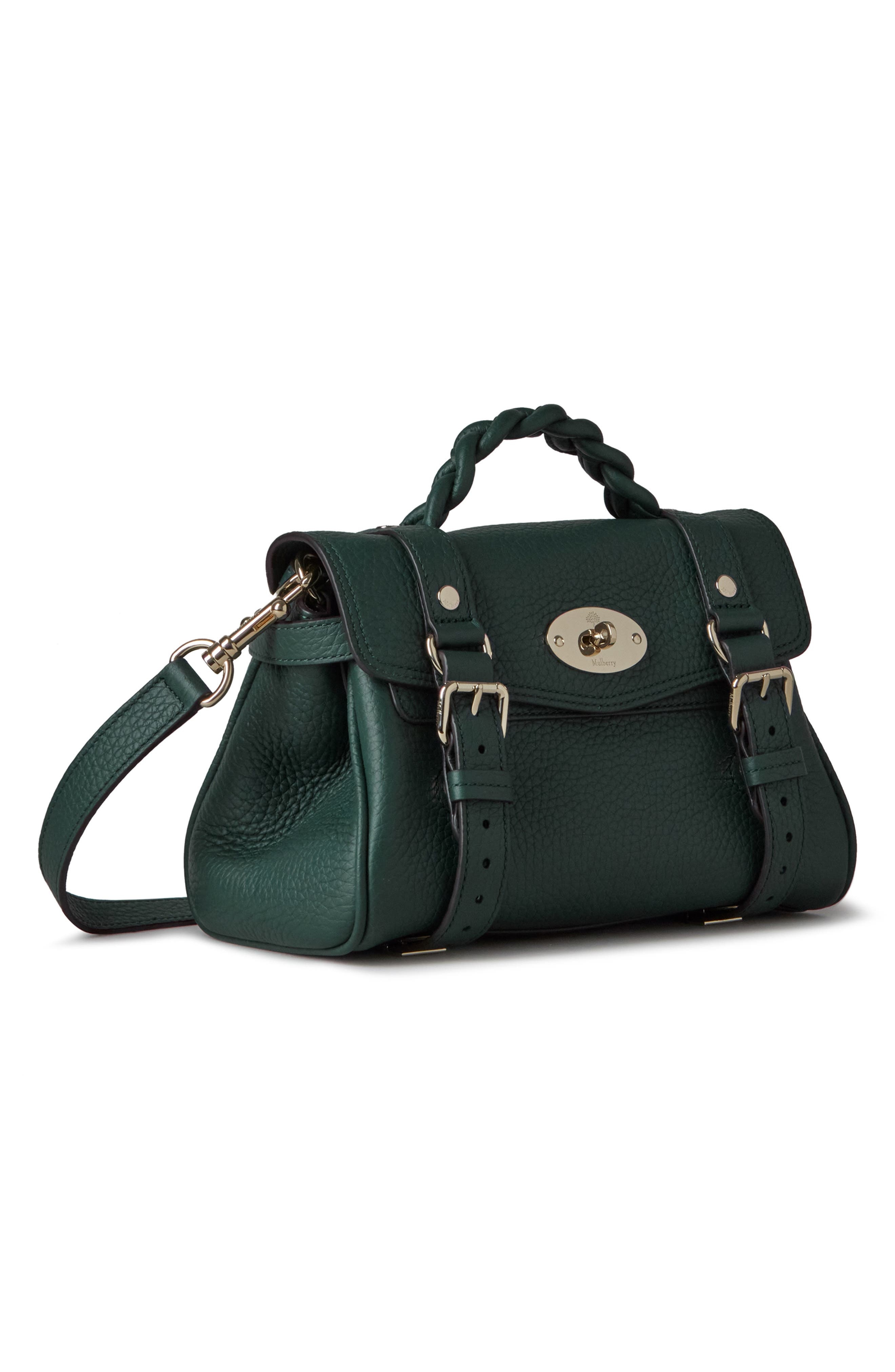 Mini Alexa Leather Satchel in  Green - 6