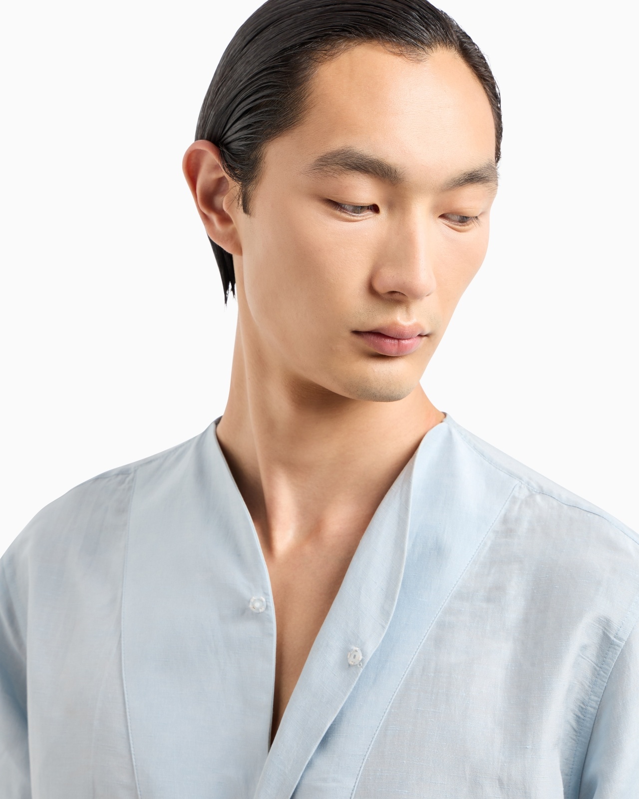 LINEN AND SILK POLO SHIRT - 5