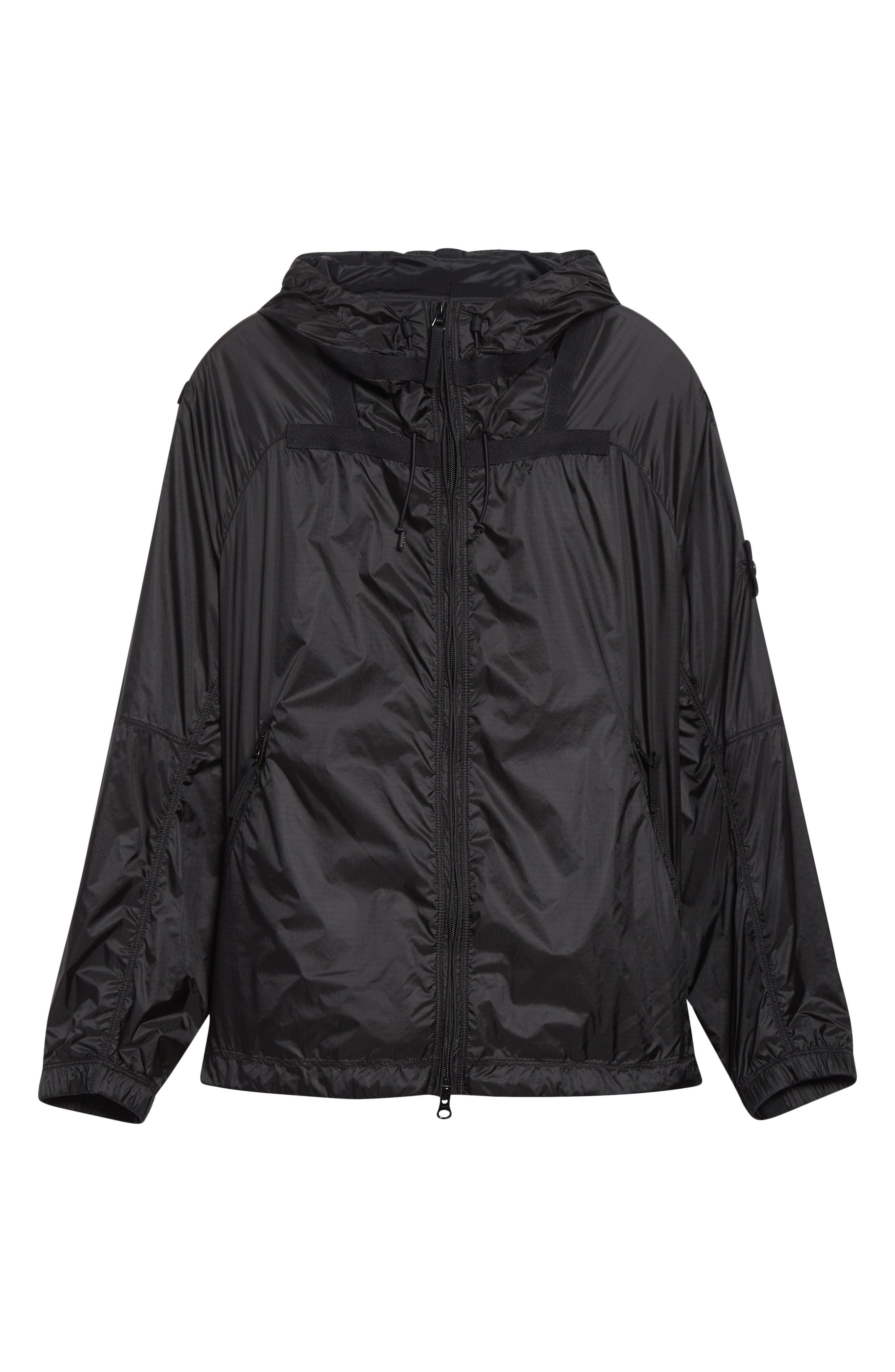 Stone Island Hooded Nylon Windbreaker in V0062 Lead Grey at Nordstrom - 6