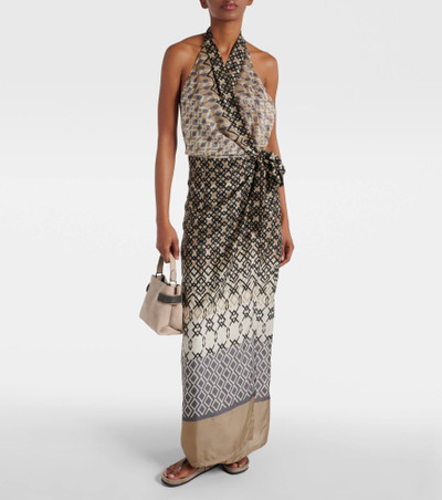 Brunello Cucinelli Printed halterneck silk maxi dress outlook