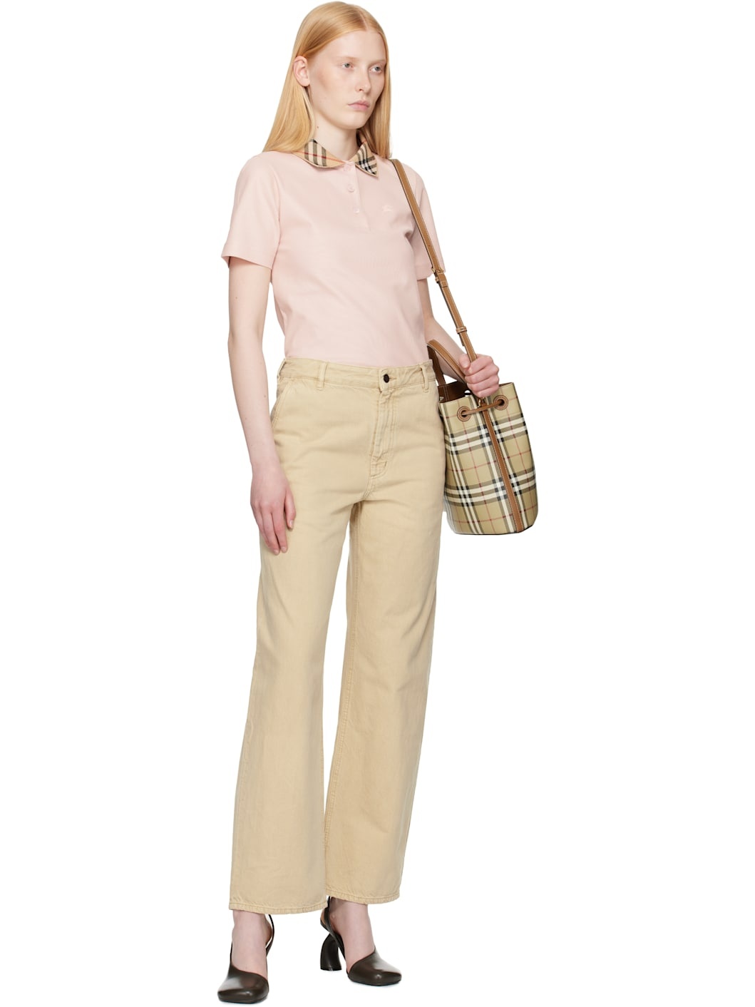 Pink Check Collar Cotton Polo - 5