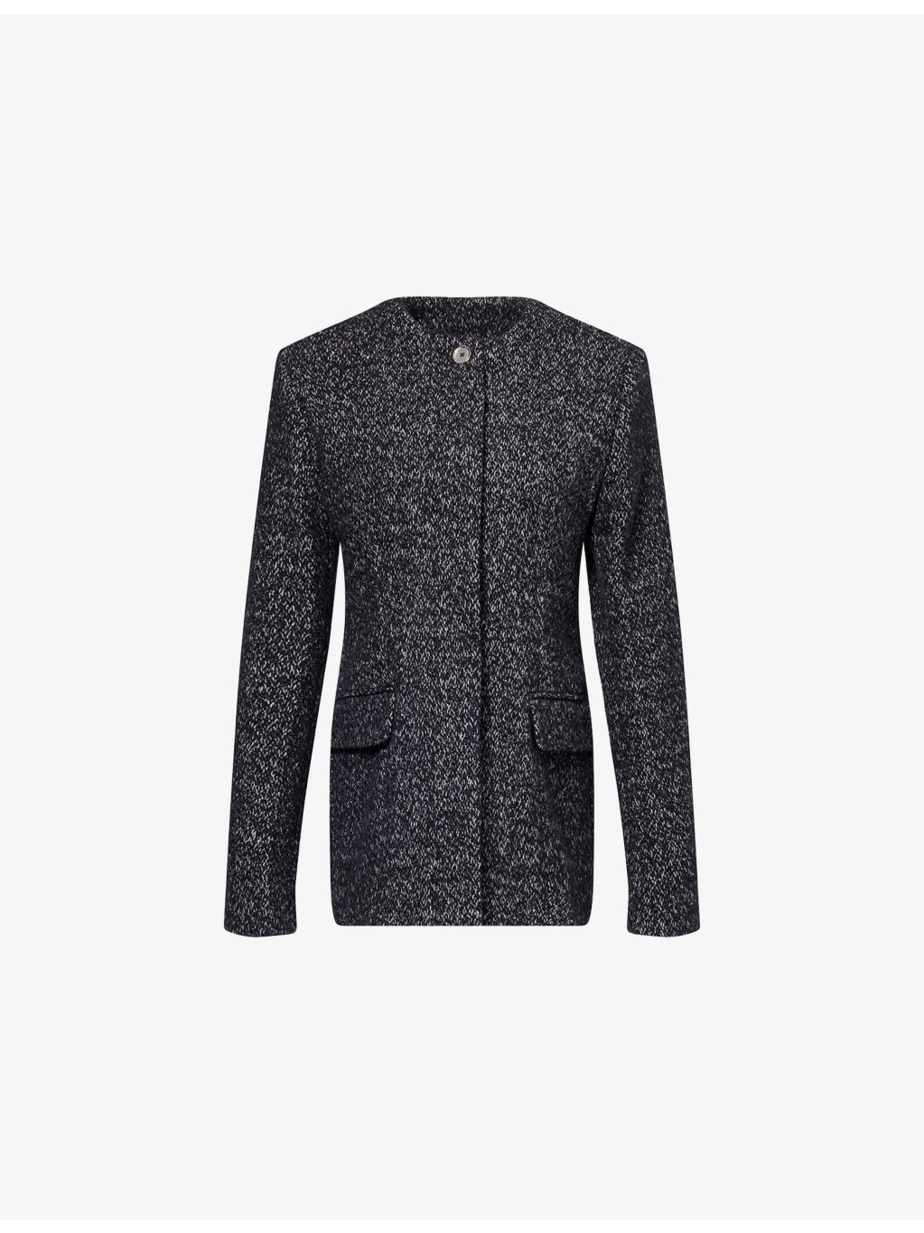 Collarless Cinched Wool-Blend Jacket - 1