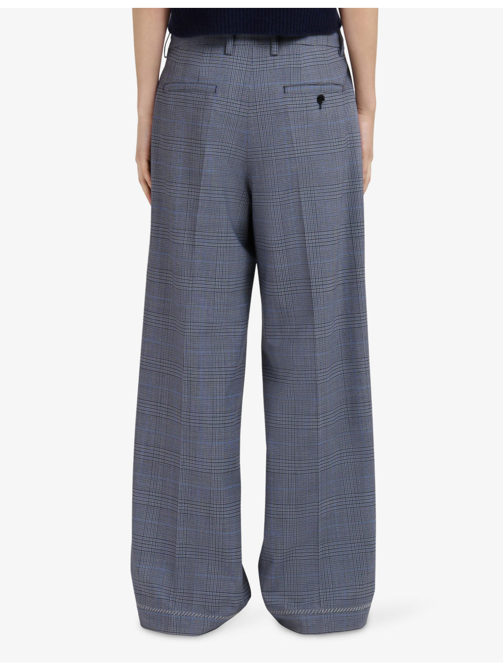 Checked Wide-Leg Mid-Rise Cotton Trousers - 4
