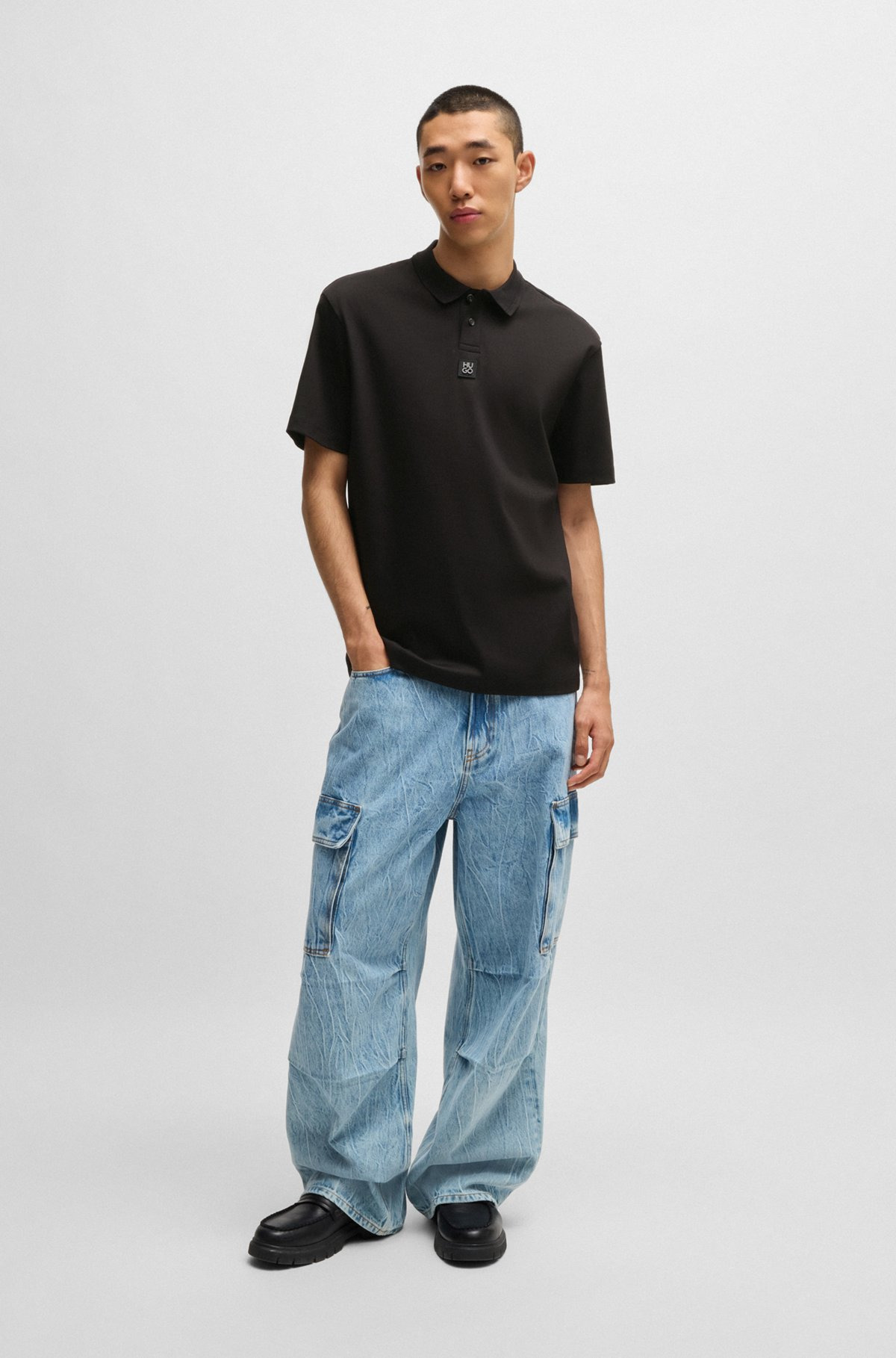 INTERLOCK-COTTON POLO SHIRT WITH STACKED LOGO - 4