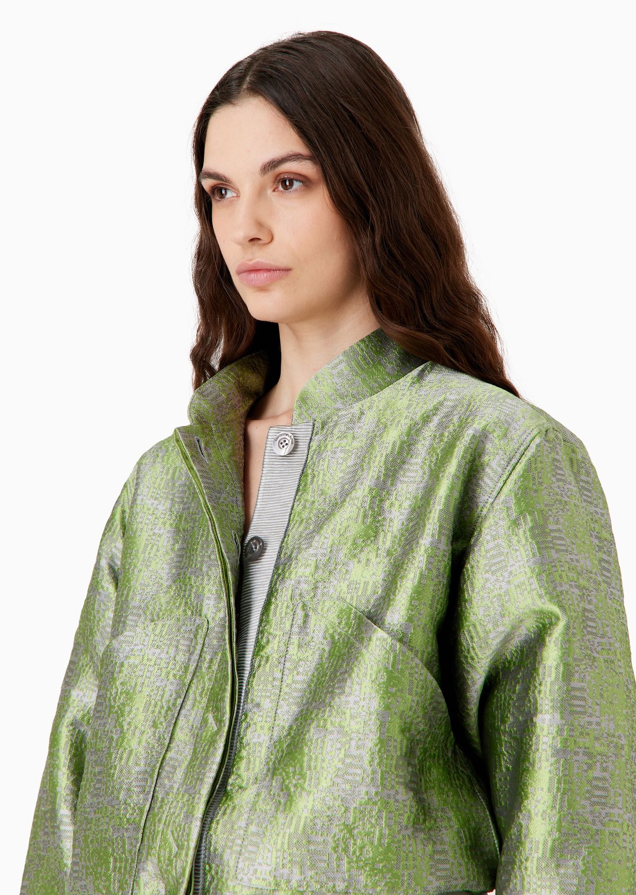 Jacquard blouson with embossed geometric pattern - 5