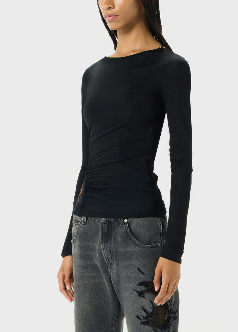 JERSEY TOP WITH SCALLOPED LACE INSERTS 4