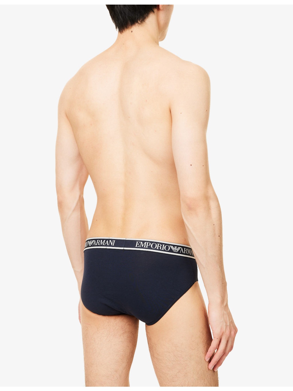 Brand-Print Mid-Rise Pack Of Three Stretch-Cotton Briefs - 3