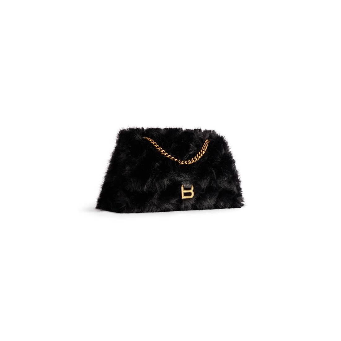 Women's Crush Medium Chain Bag Fake Fur in Black - 2