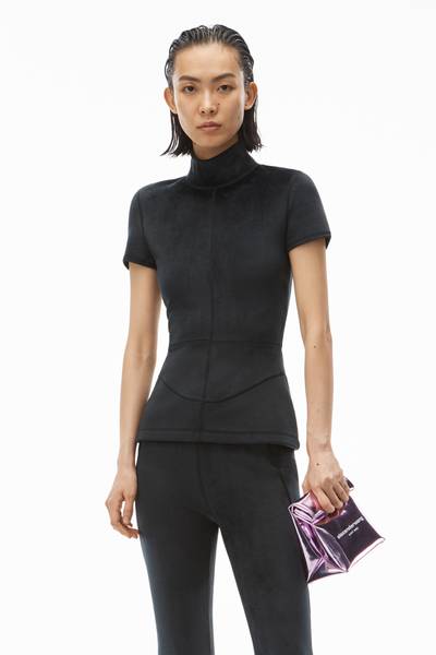 Alexander Wang MOCK NECK SCULPTED TEE IN STRETCH VELOUR outlook