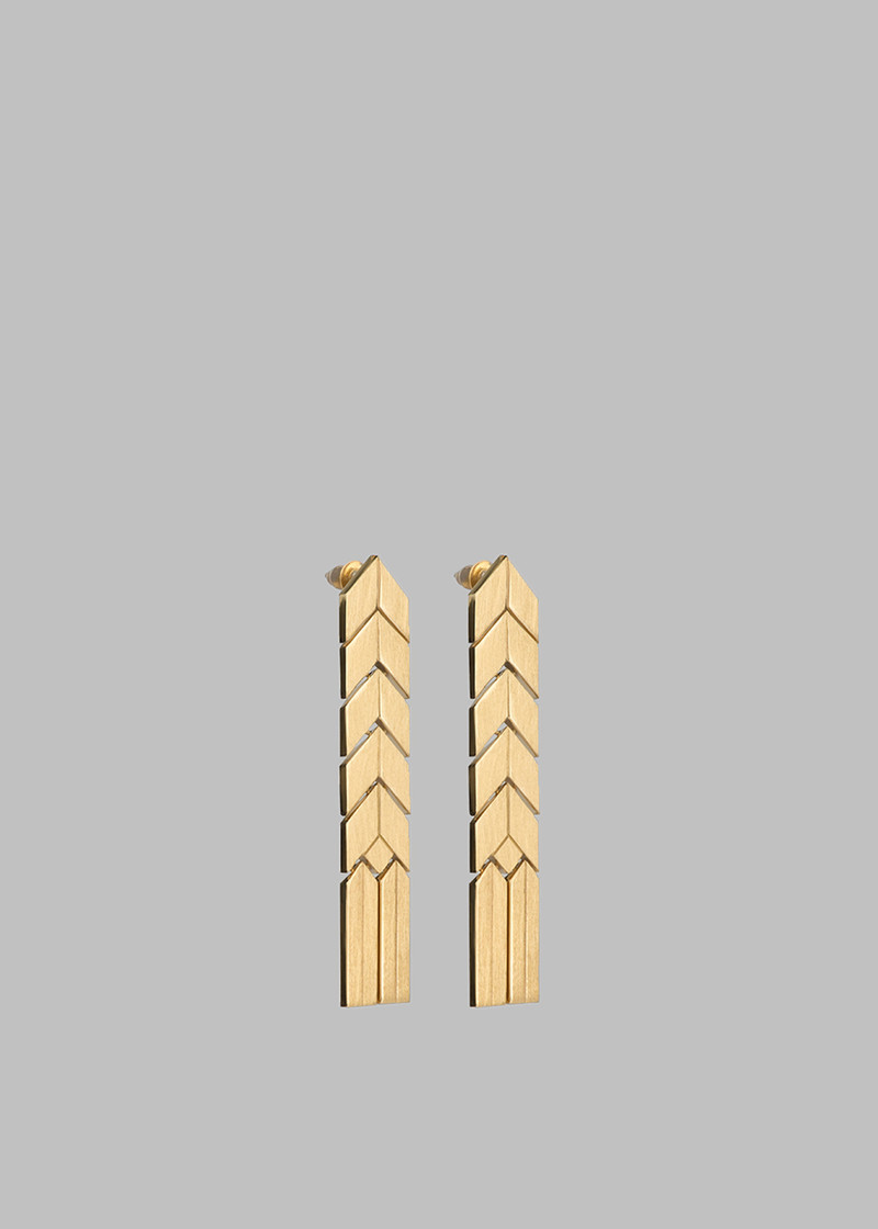 Bevza Flat Spikelet Earrings - Gold 1