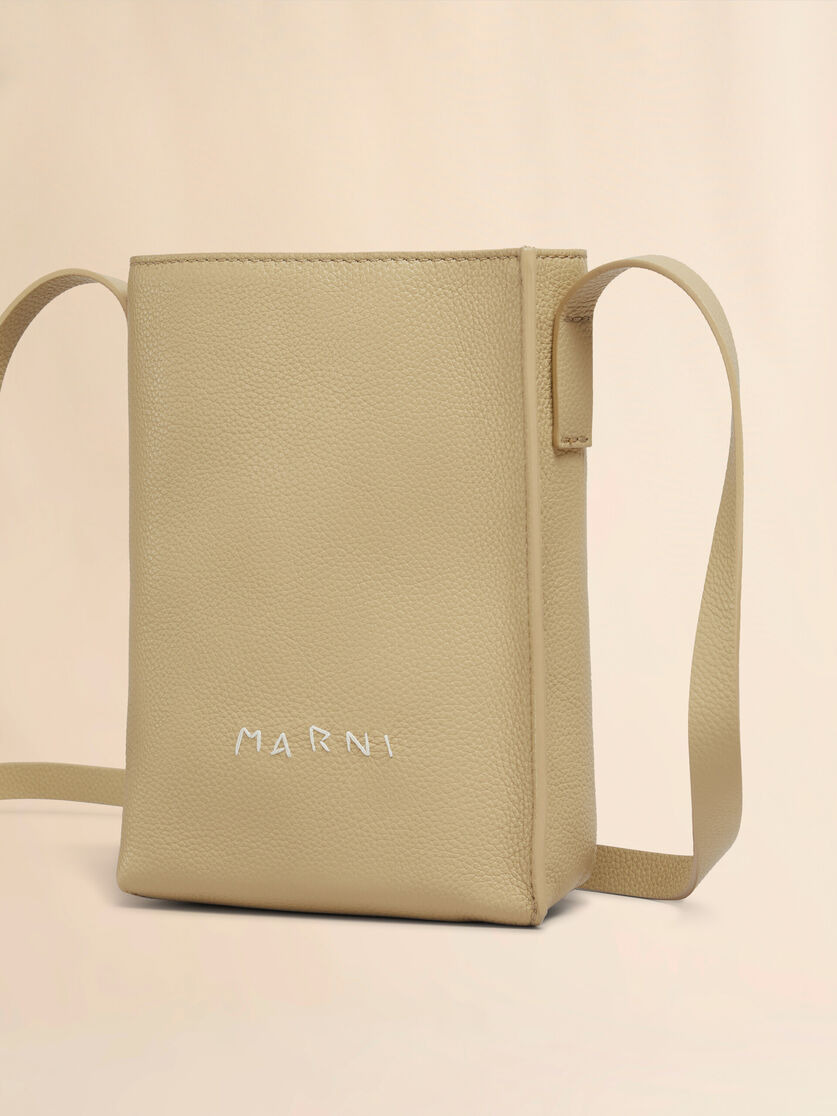 BROWN LEATHER MUSEO NANO BAG WITH MARNI SYMBOL EMBROIDERY - 4