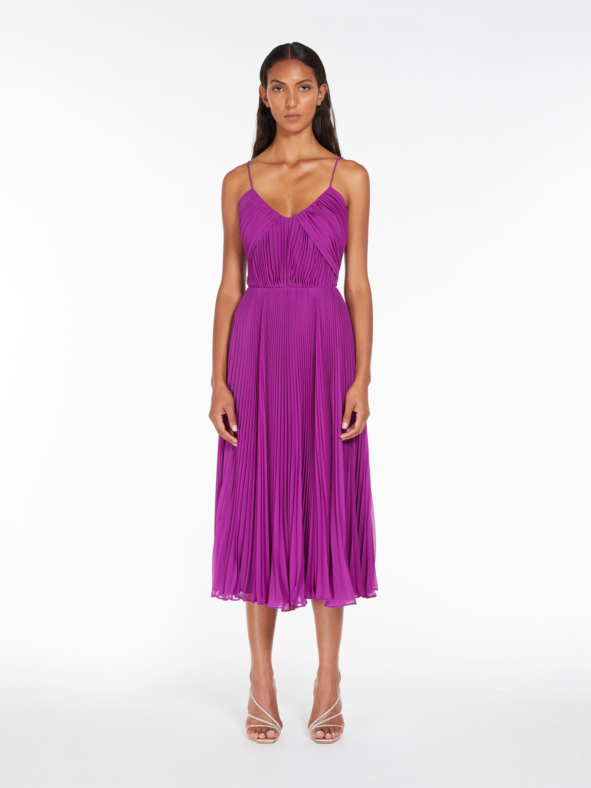 CLARINO Tuxedo dress in pleated fabric - 5