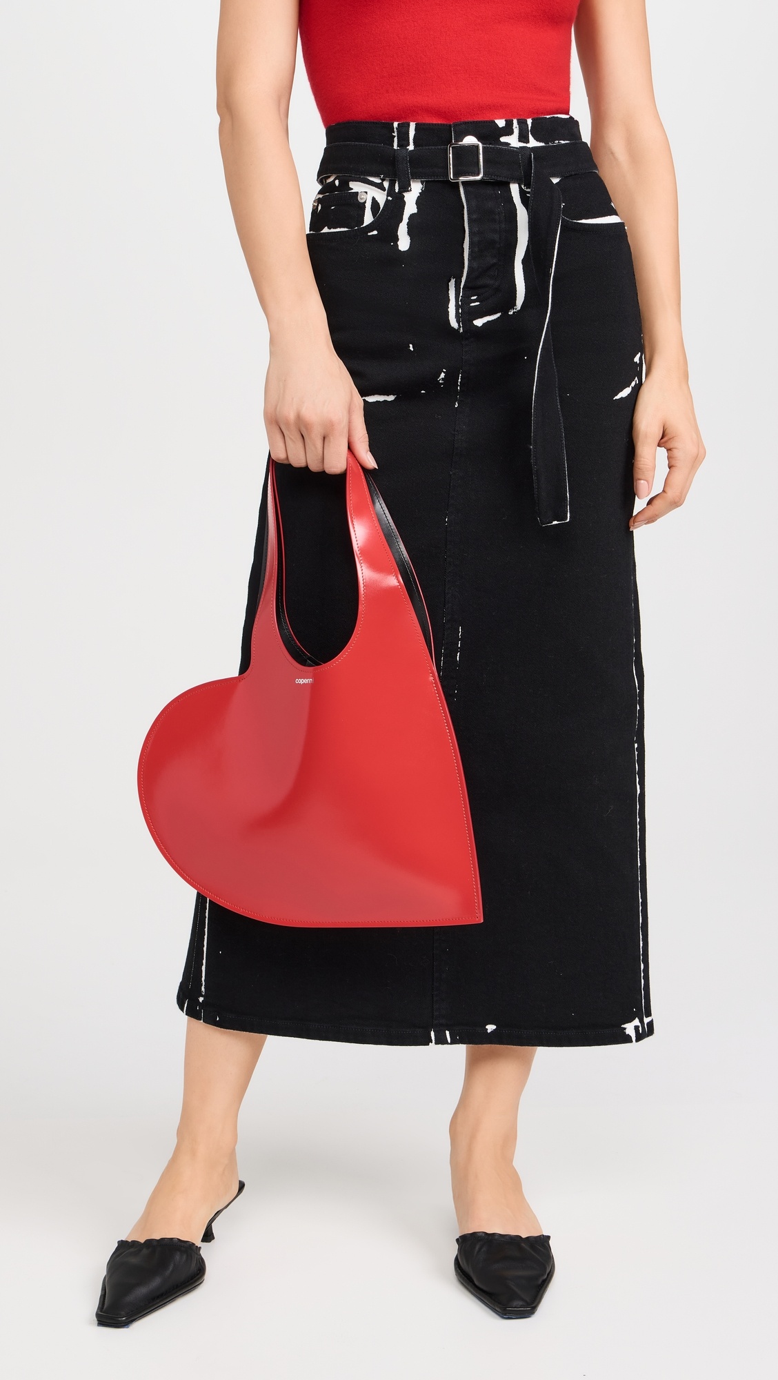 Gloss Leather Mini Heart Tote Bag - 2