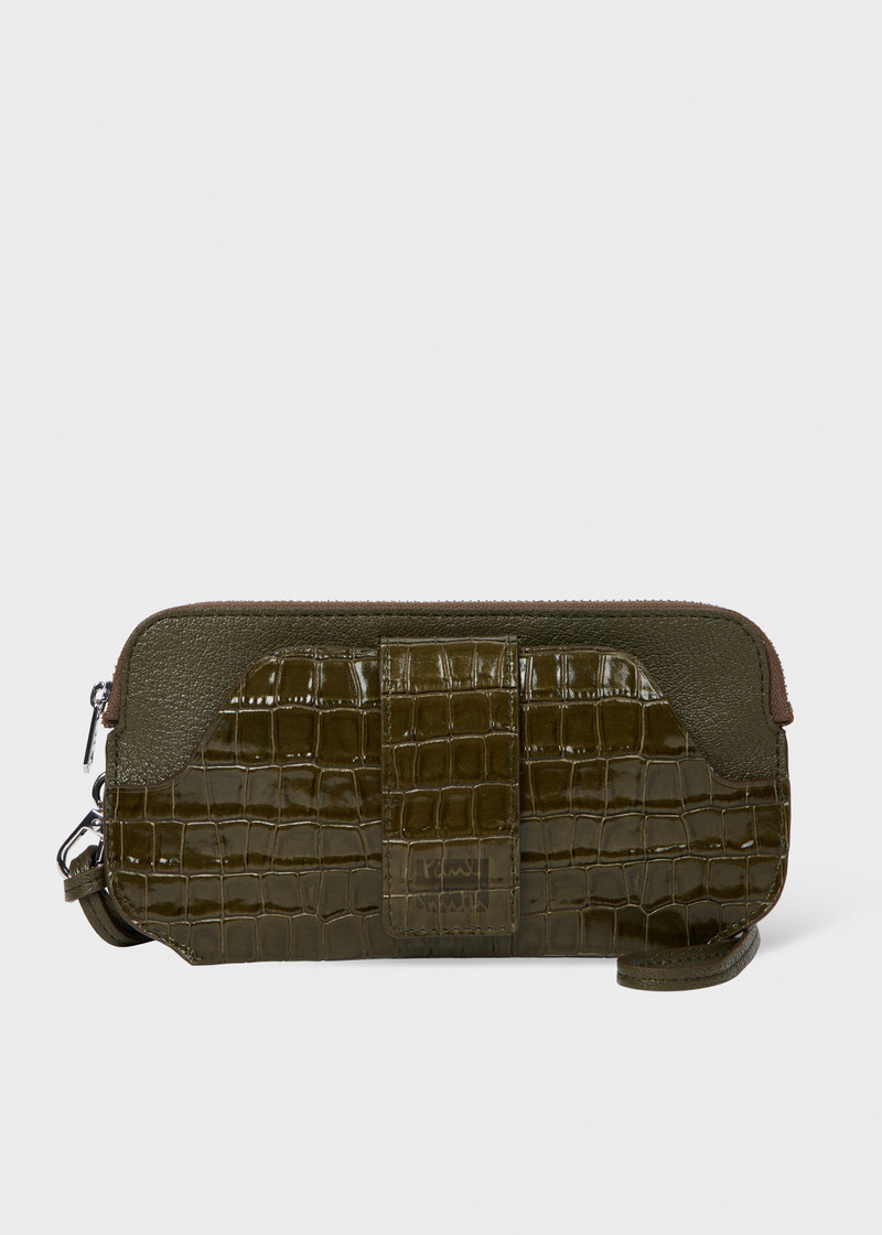 Olive Green Croc Travel Pouch 1