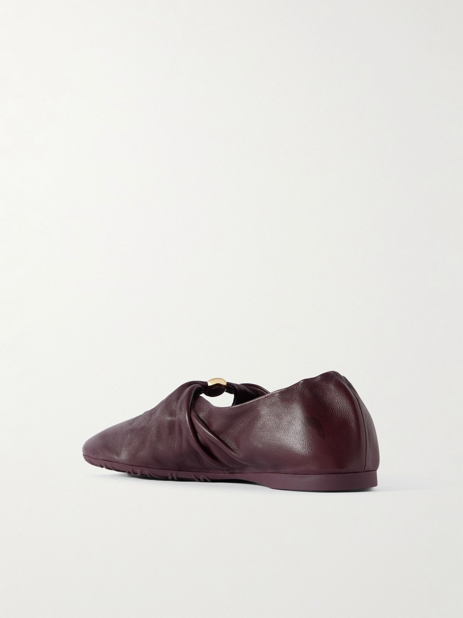 Pebble embellished leather ballet flats Burgundy - 3