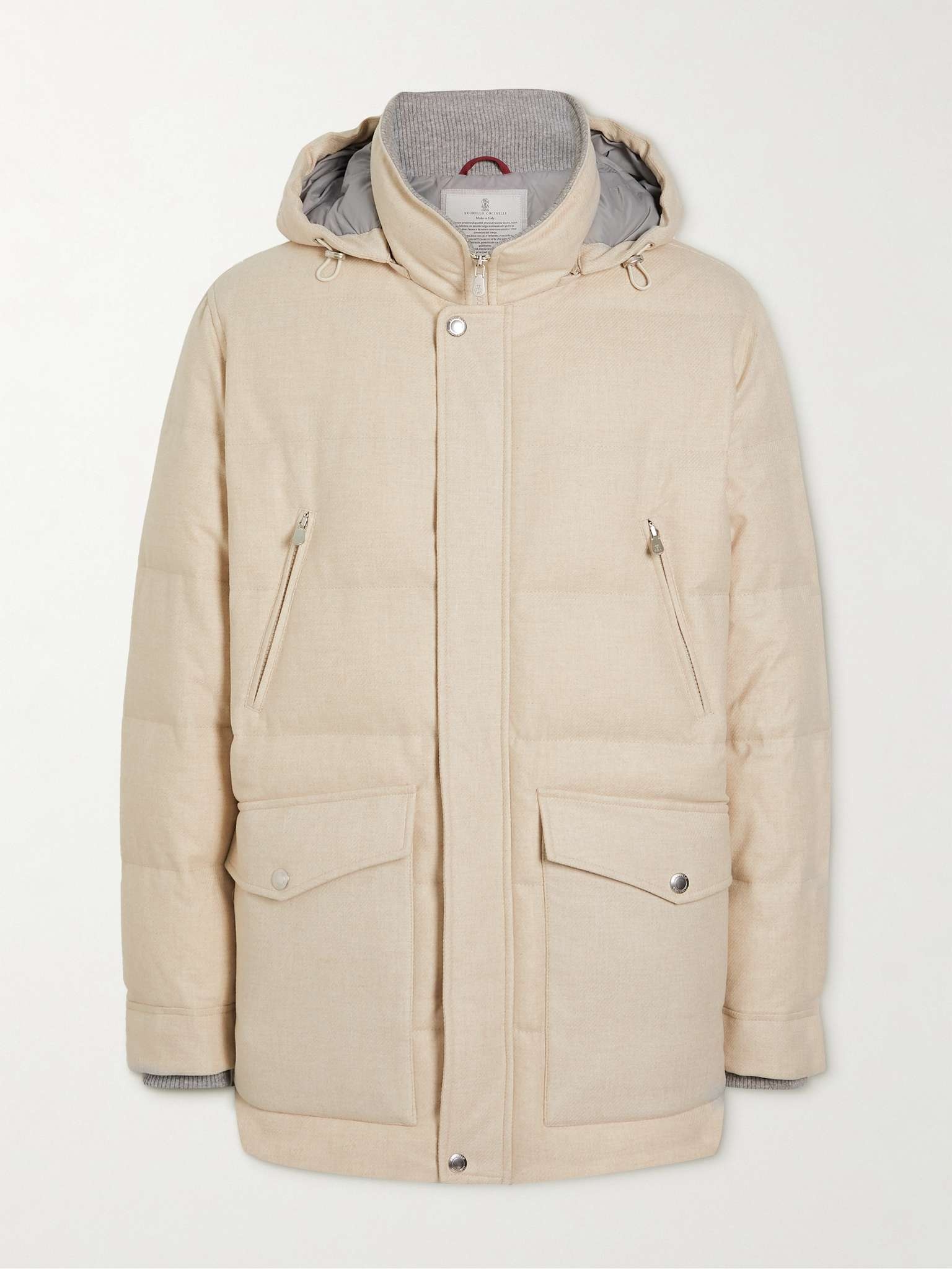 Quilted Wool-Blend Twill Hooded Down Parka - 1