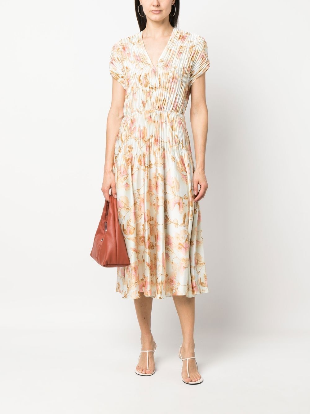 floral-print plissé dress - 2