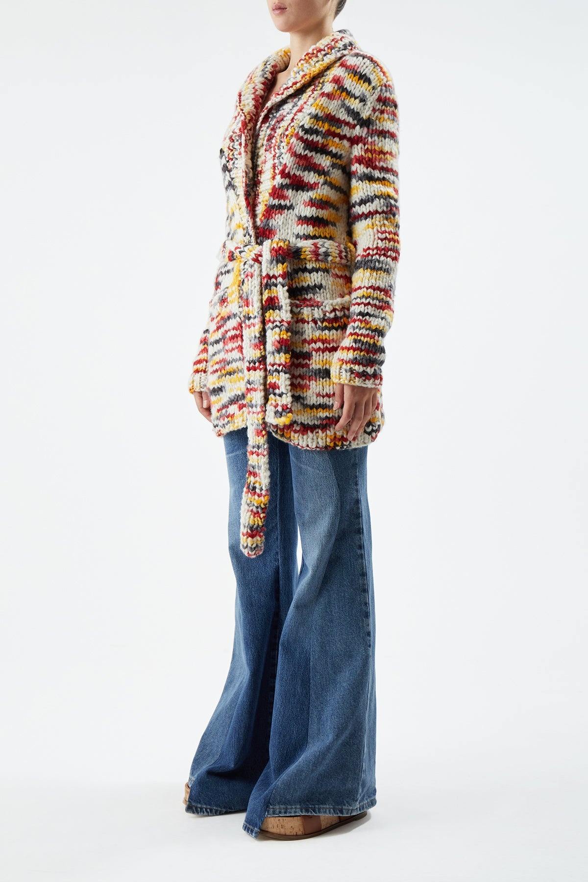 Moses Knit Cardigan in Space Dye Jewel Multi Welfat Cashmere - 3