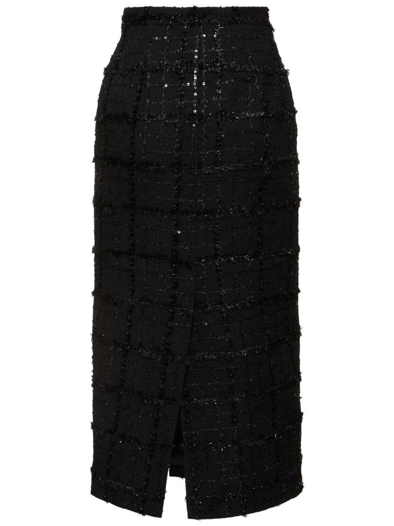 Sequined checked tweed midi skirt - 5