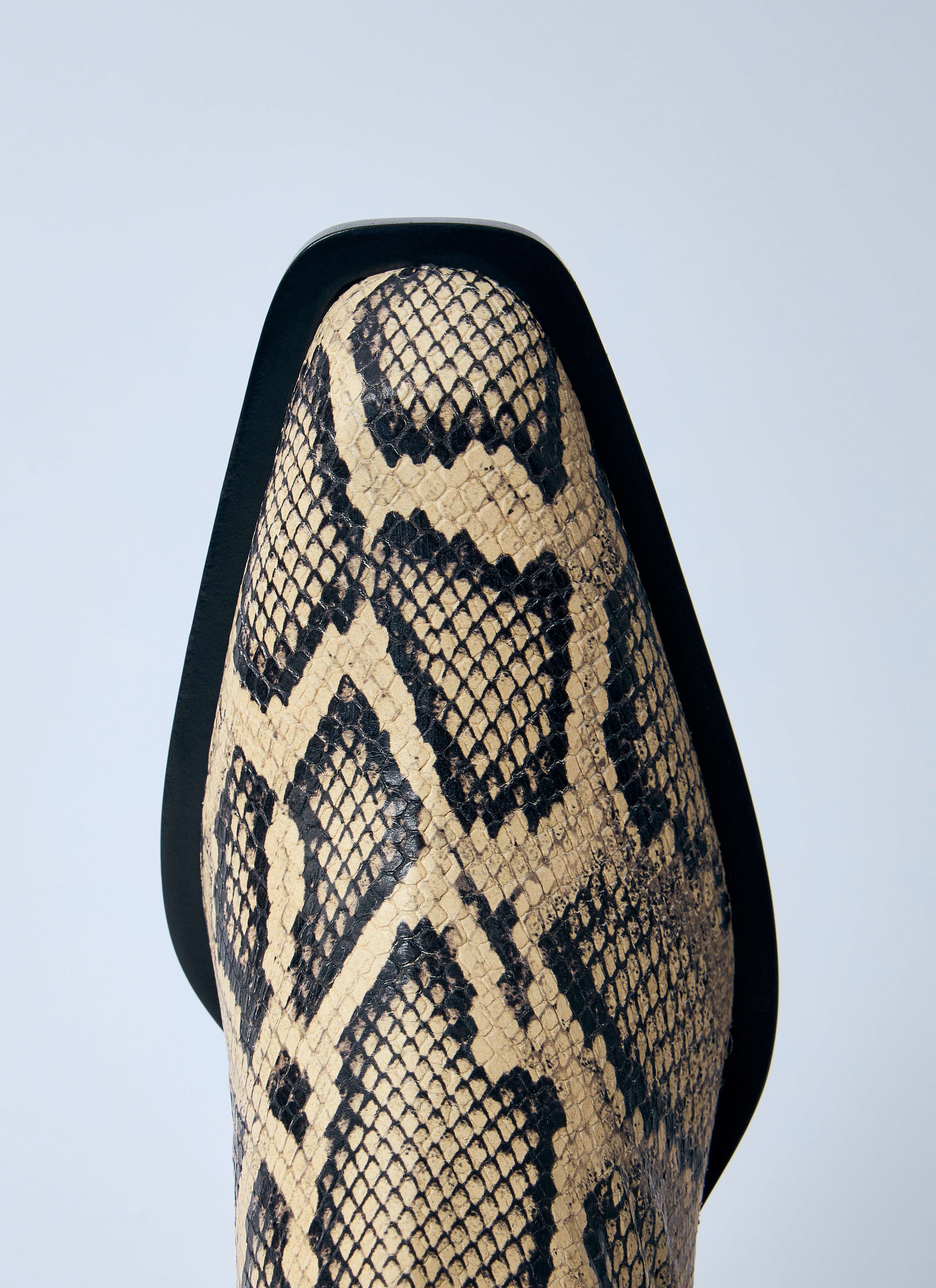 Snakeskin Embossed Leather Boots - 6