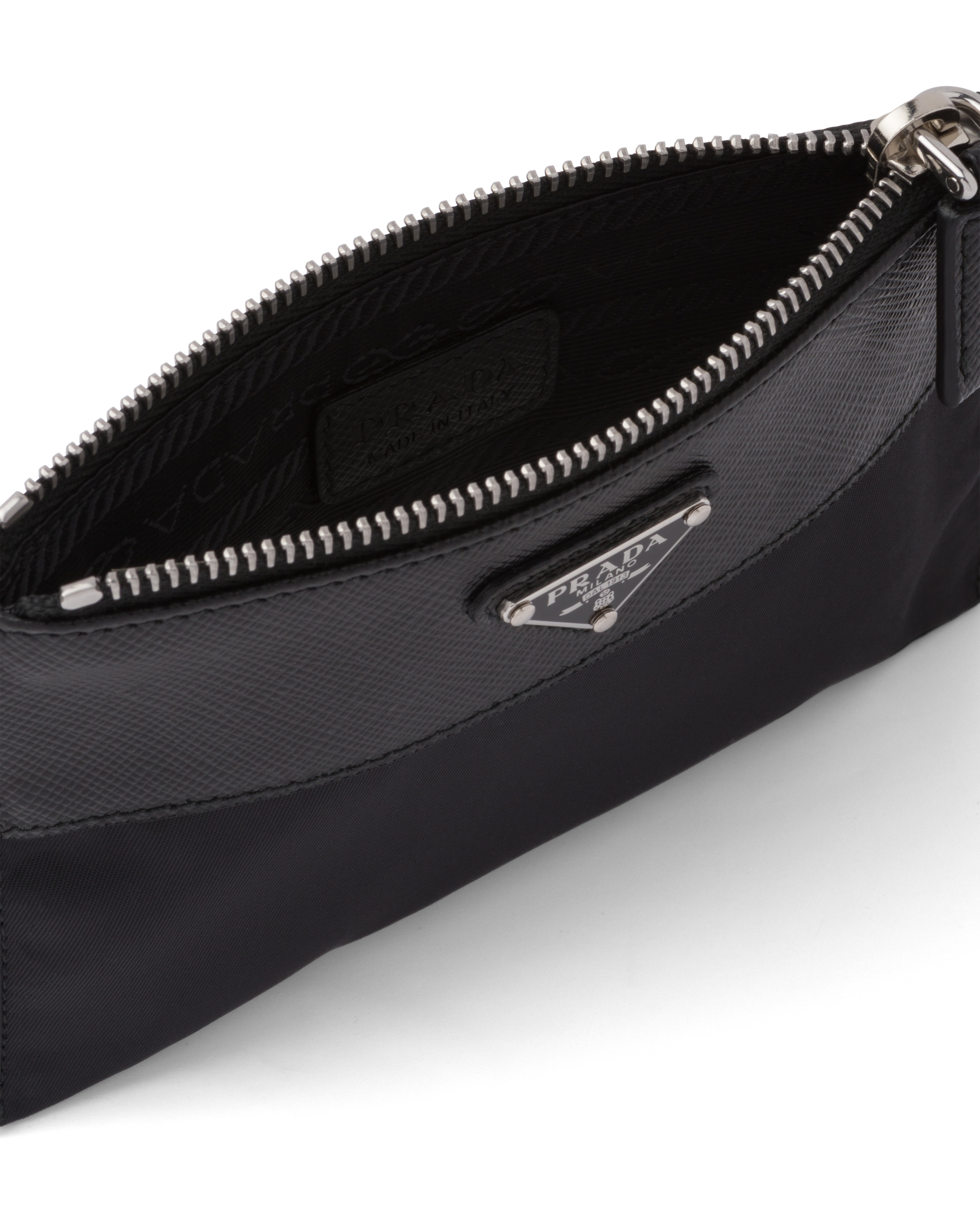 Re-Nylon and Saffiano leather pouch wallet - 4