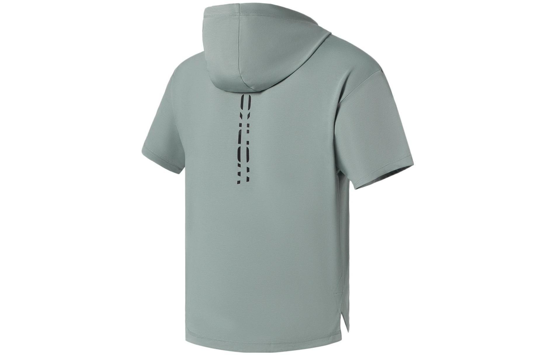 Li-Ning Logo Short Sleeve Hoodie 'Green Black' AAES013-5 - 2