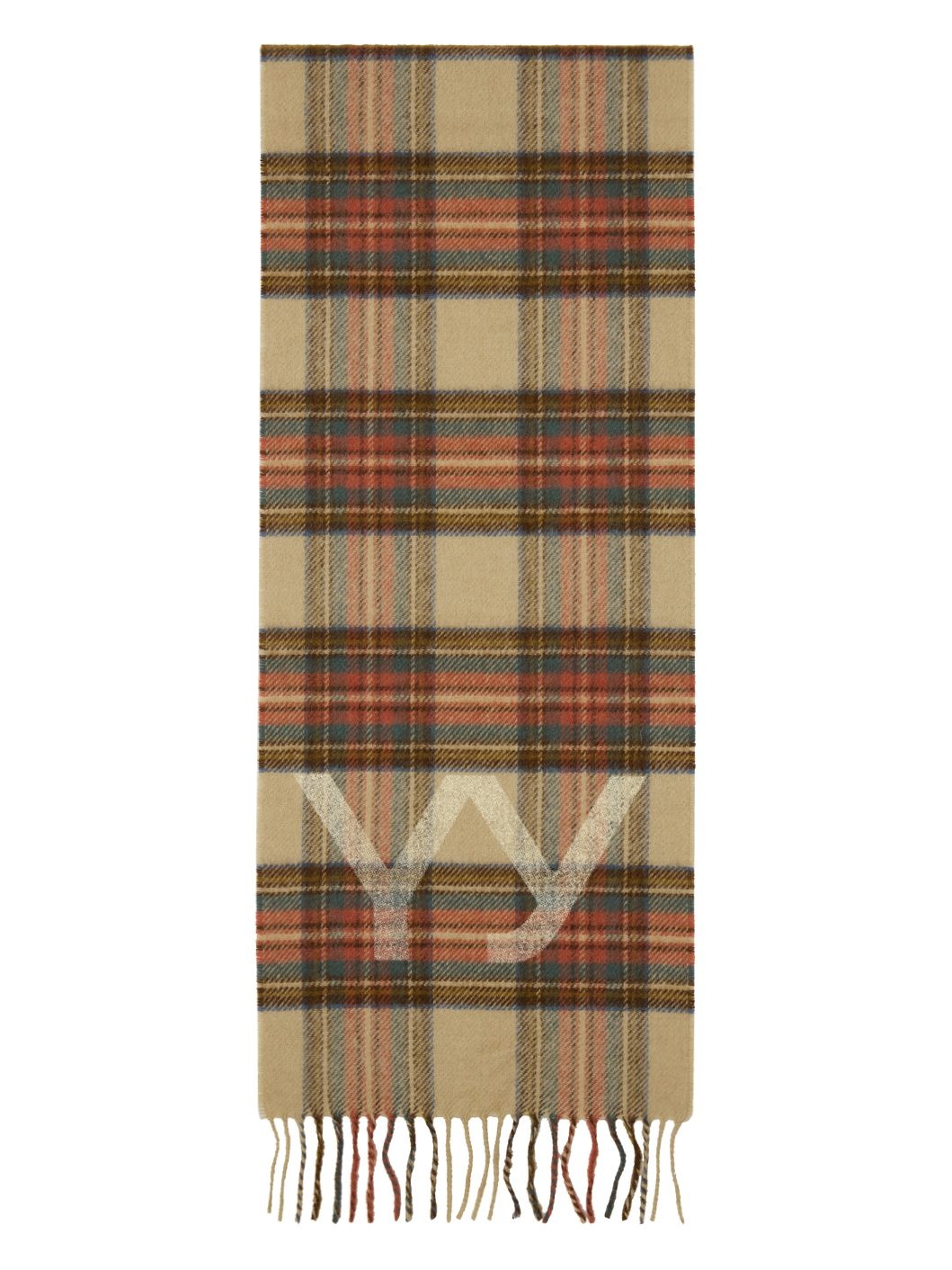 OPEN YY Beige Tartan Wool Scarf | ssense | REVERSIBLE
