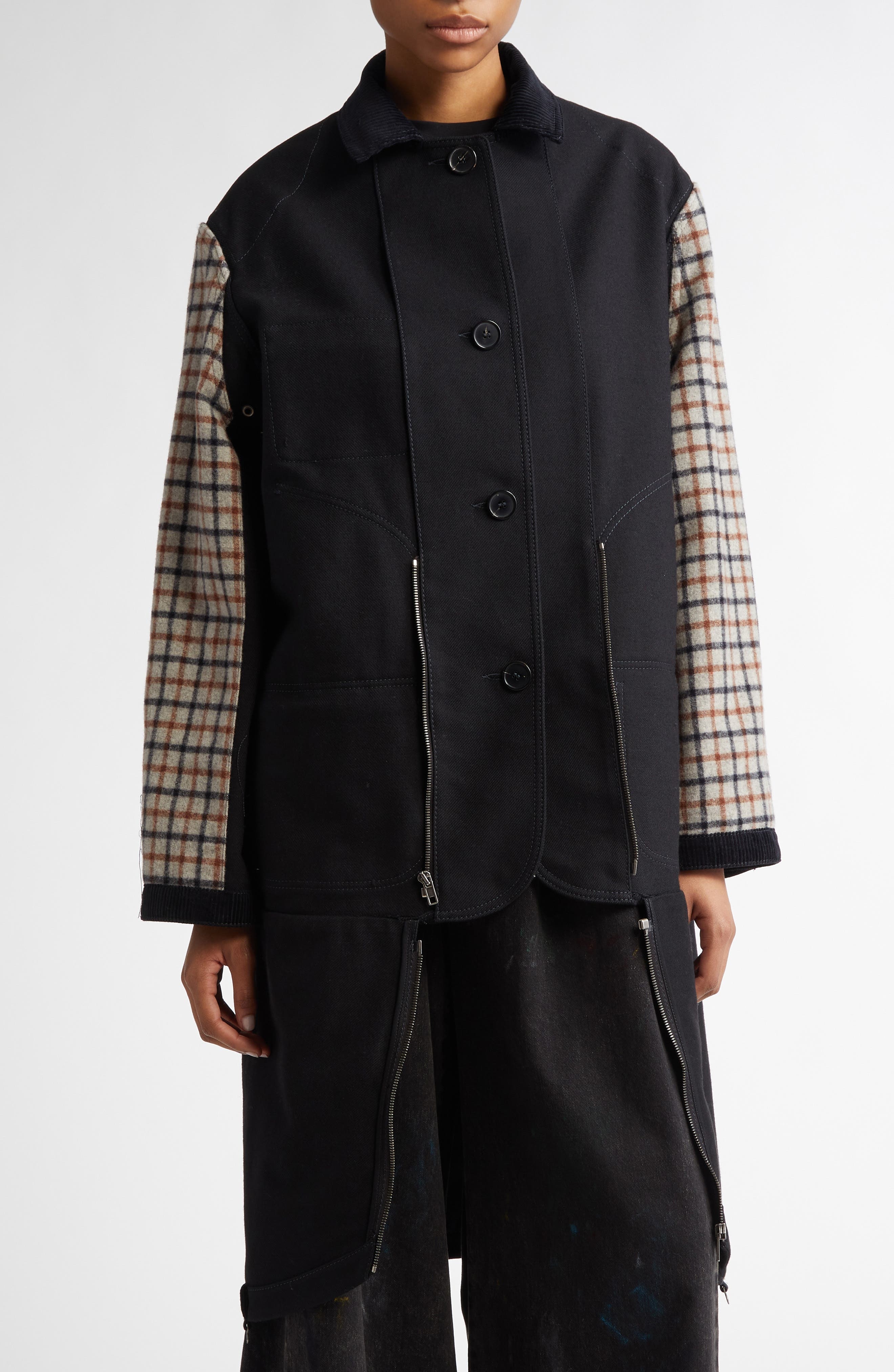 Maison Margiela Heavy Cotton & Wool Reversible Double Coat in Black at Nordstrom - 3