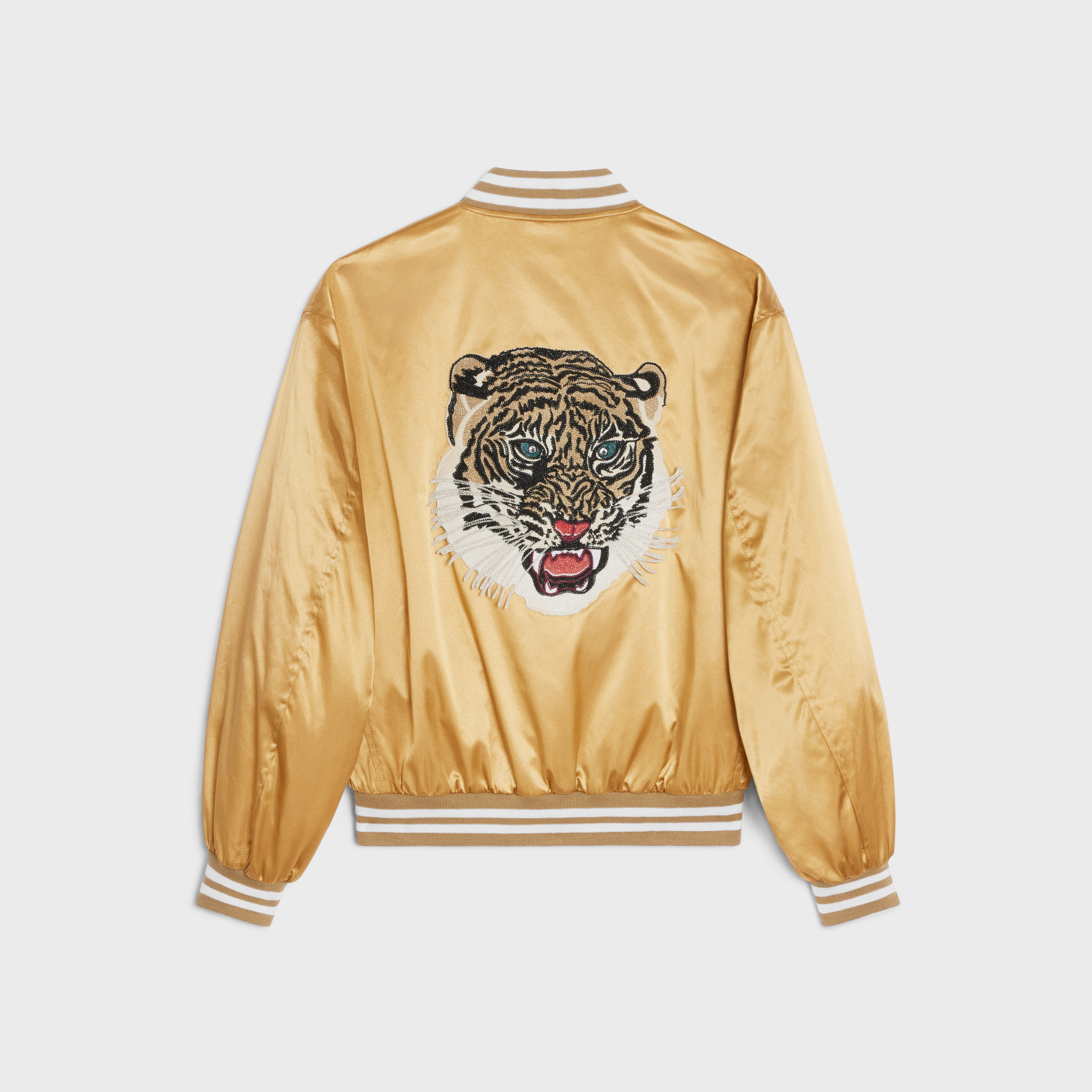 Embroidered tiger teddy jacket in satin-finish nylon - 2