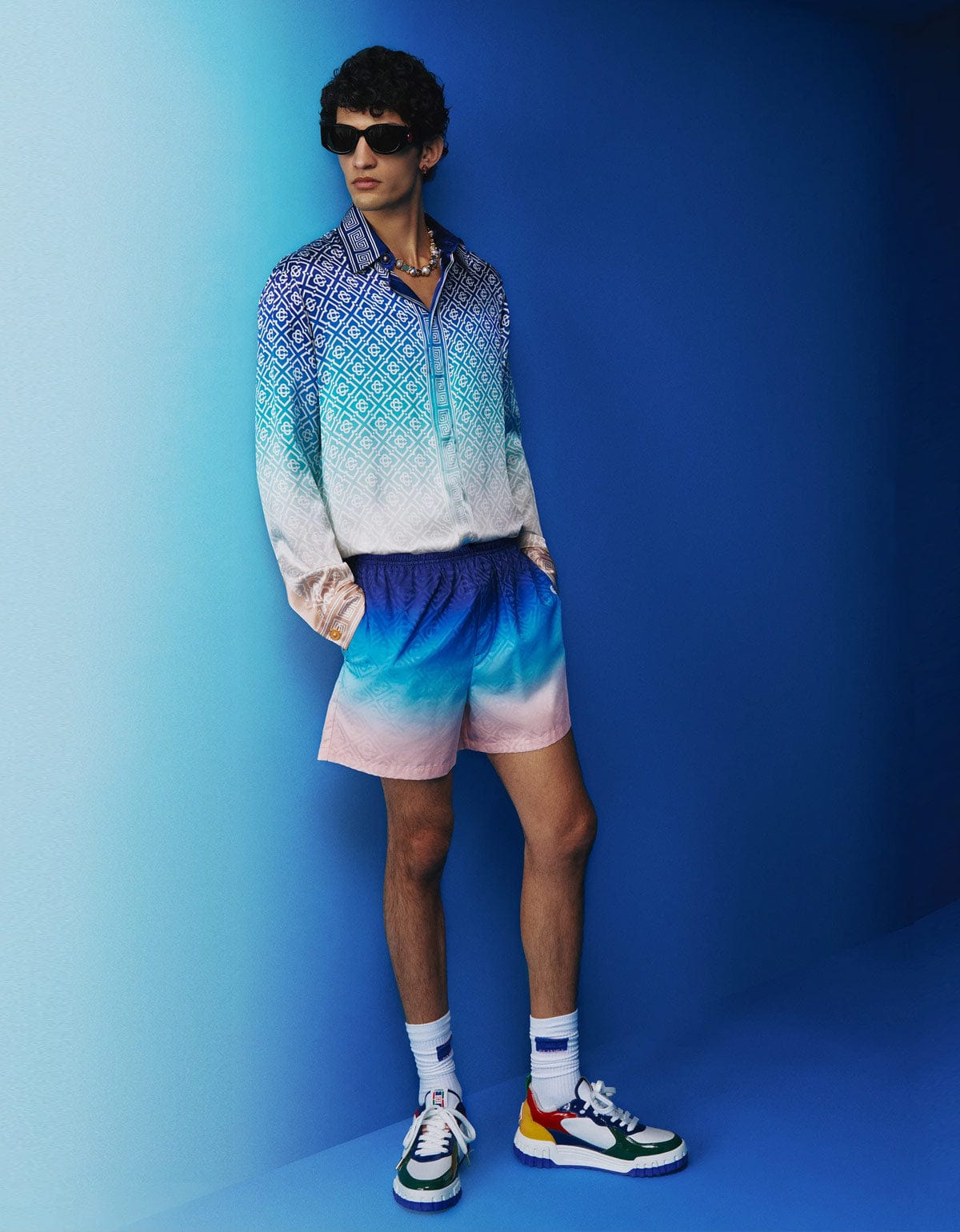 Casablanca Blue Gradient Football Shorts - 6